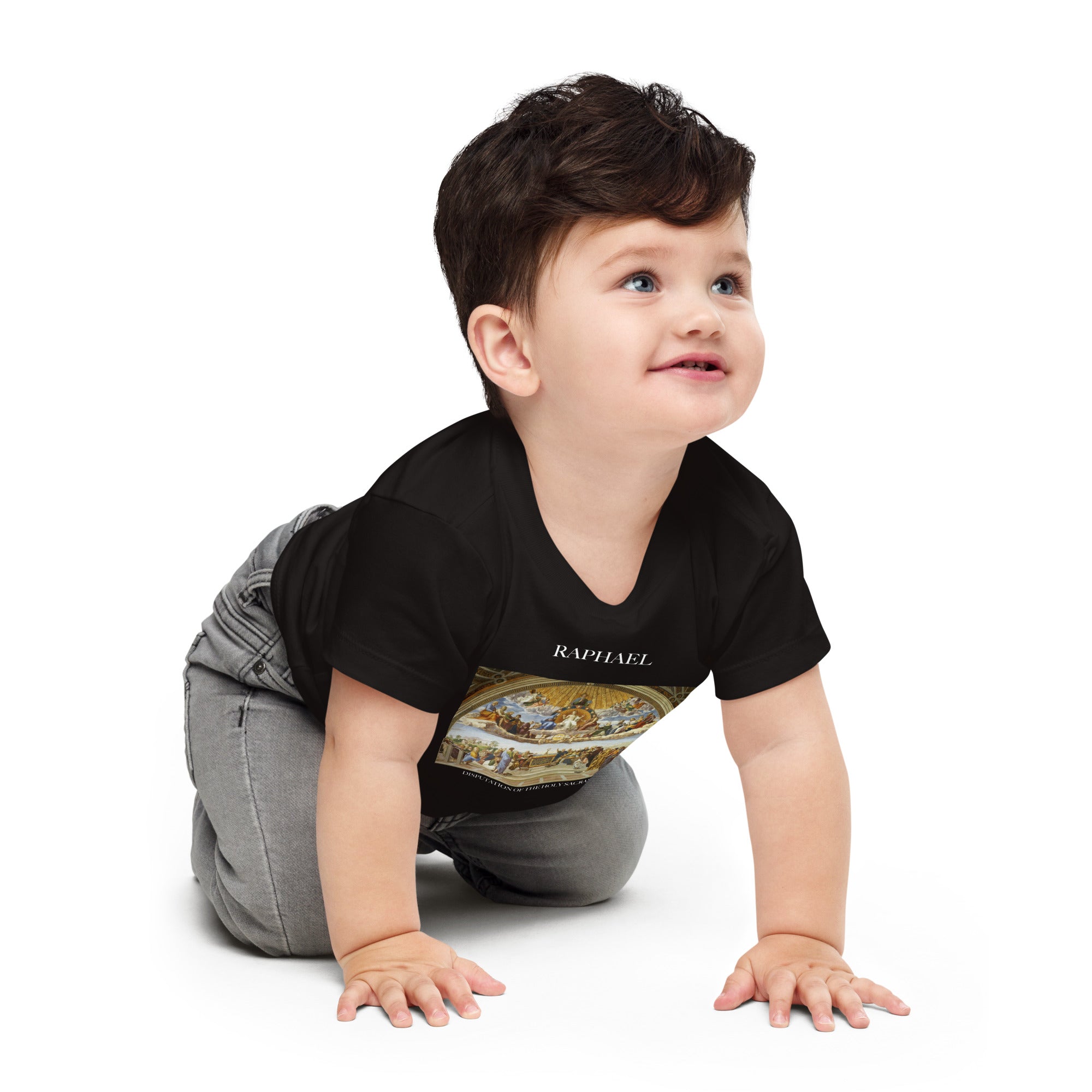 Raphael 'Disputation des Heiligen Abendmahls' Berühmtes Gemälde Baby Staple T-Shirt | Premium Baby Art T-Shirt