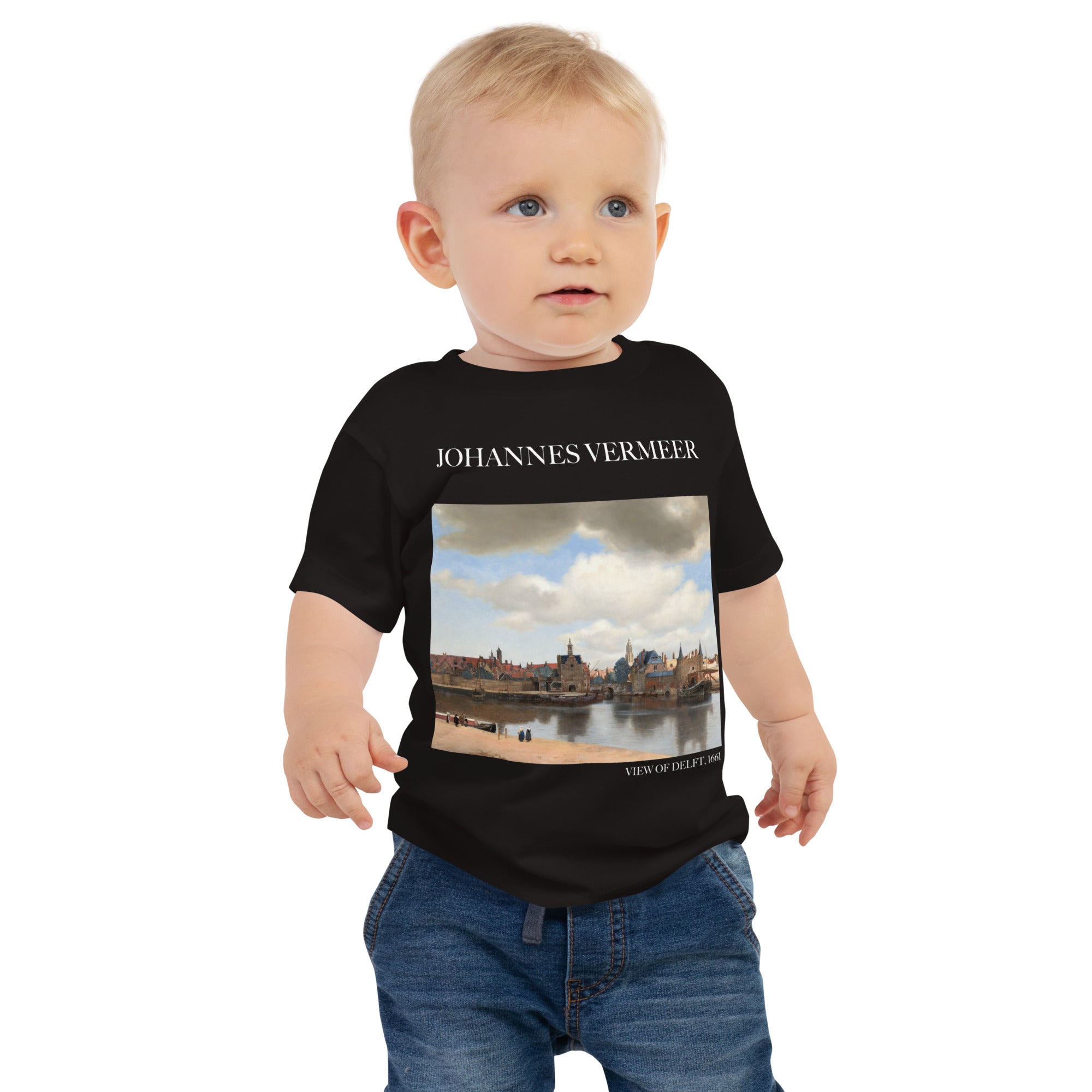 Johannes Vermeer „Ansicht von Delft“ Berühmtes Gemälde Baby-T-Shirt | Premium Baby Art T-Shirt