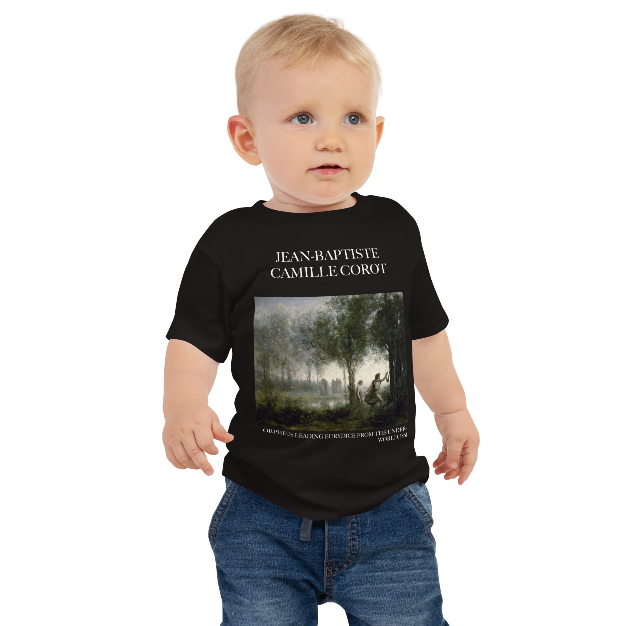 Jean-Baptiste Camille Corot 'Orpheus führt Eurydike aus der Unterwelt' Berühmtes Gemälde Baby-T-Shirt | Premium Baby Art T-Shirt
