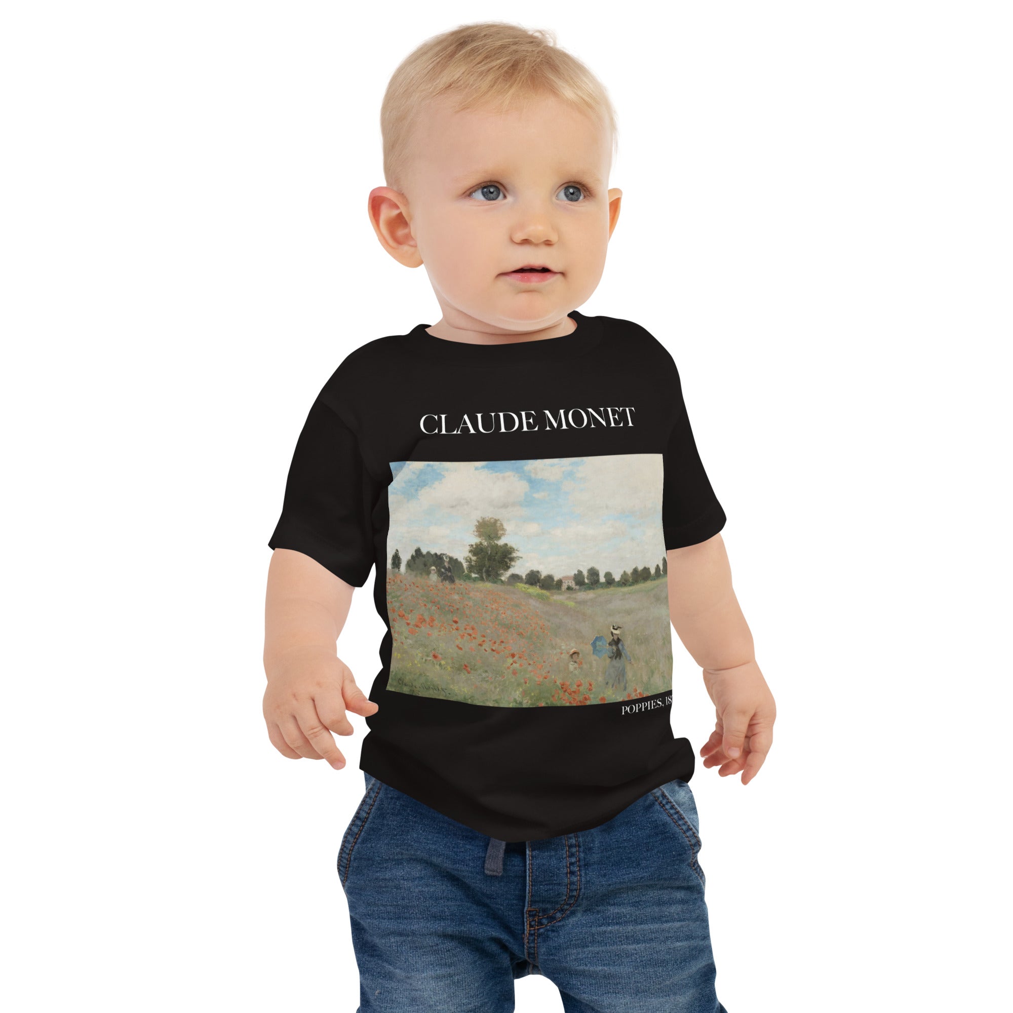Claude Monet „Mohnblumen“ Berühmtes Gemälde Baby Basic T-Shirt | Premium Baby Art T-Shirt