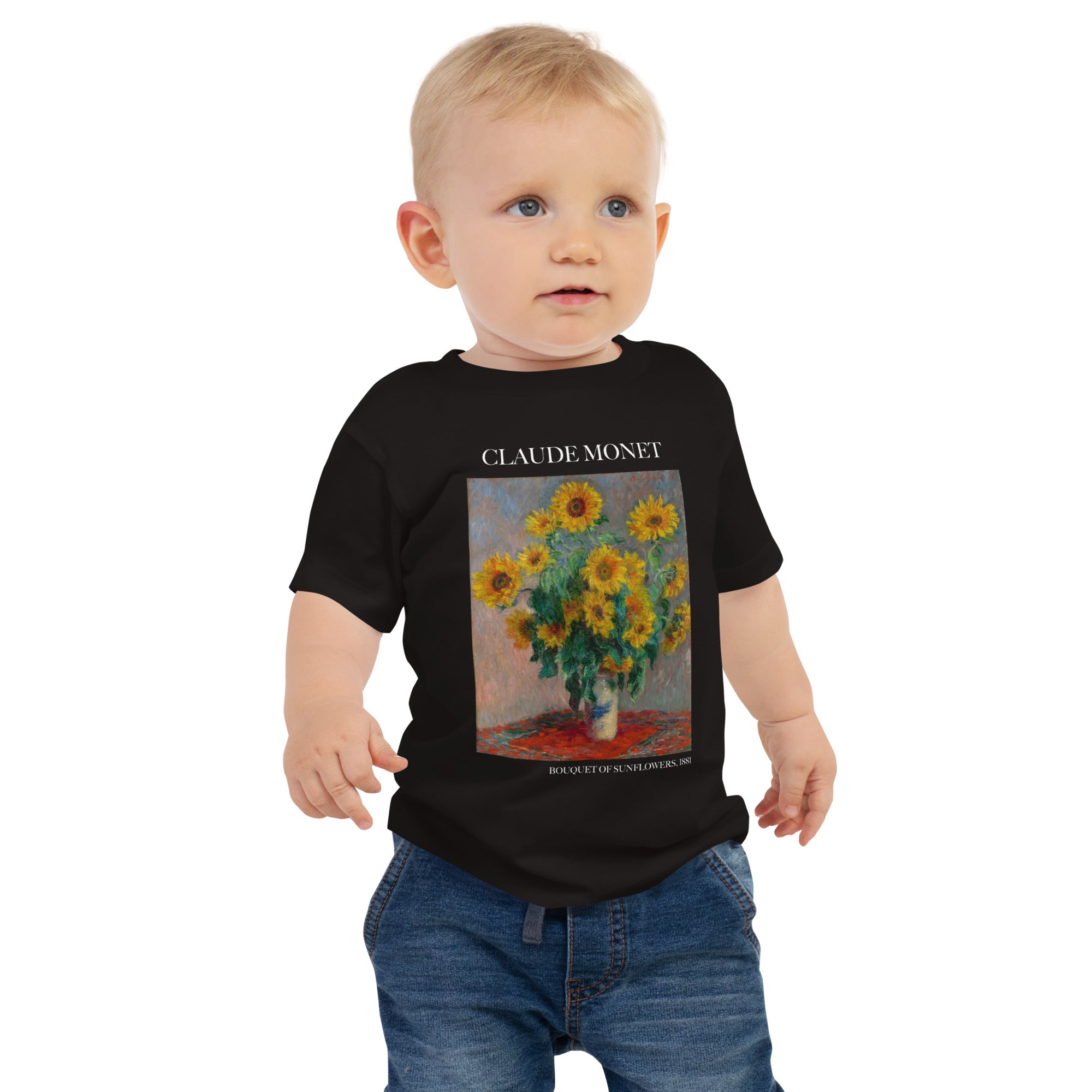 Claude Monet 'Bouquet of Sunflowers' Famous Painting Baby Staple T-Shirt | Premium Baby Art Tee