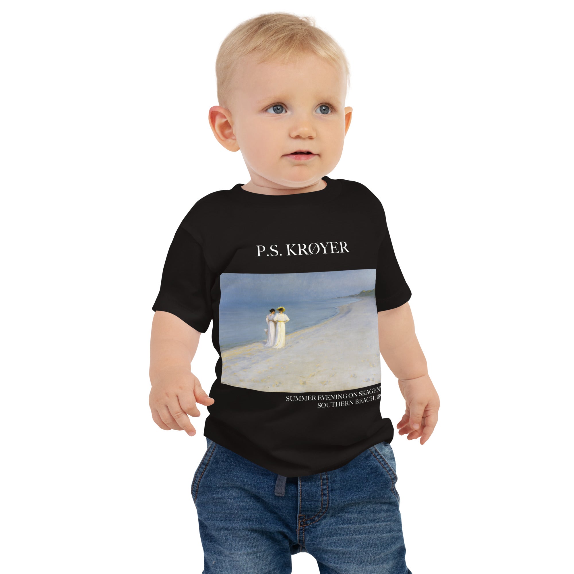 P.S. Krøyer 'Summer Evening on Skagen's Southern Beach' Famous Painting Baby Staple T-Shirt | Premium Baby Art Tee