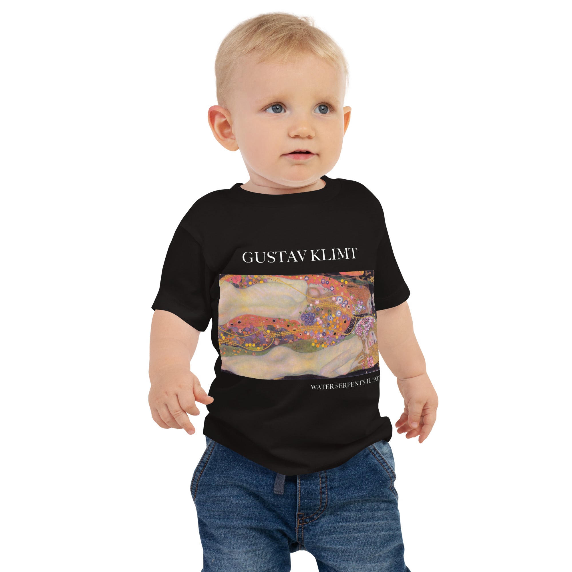 Gustav Klimt „Wasserschlangen II“ Berühmtes Gemälde Baby-T-Shirt | Premium Baby Art T-Shirt