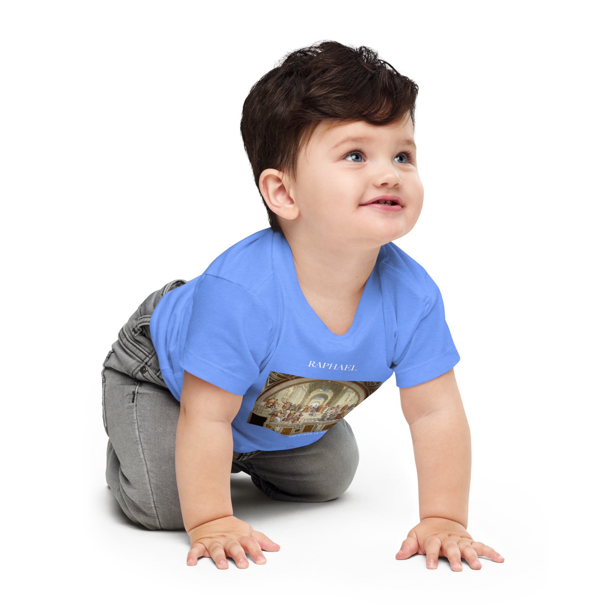 Raphael „Die Schule von Athen“ Berühmtes Gemälde Baby Staple T-Shirt | Premium Baby Art T-Shirt