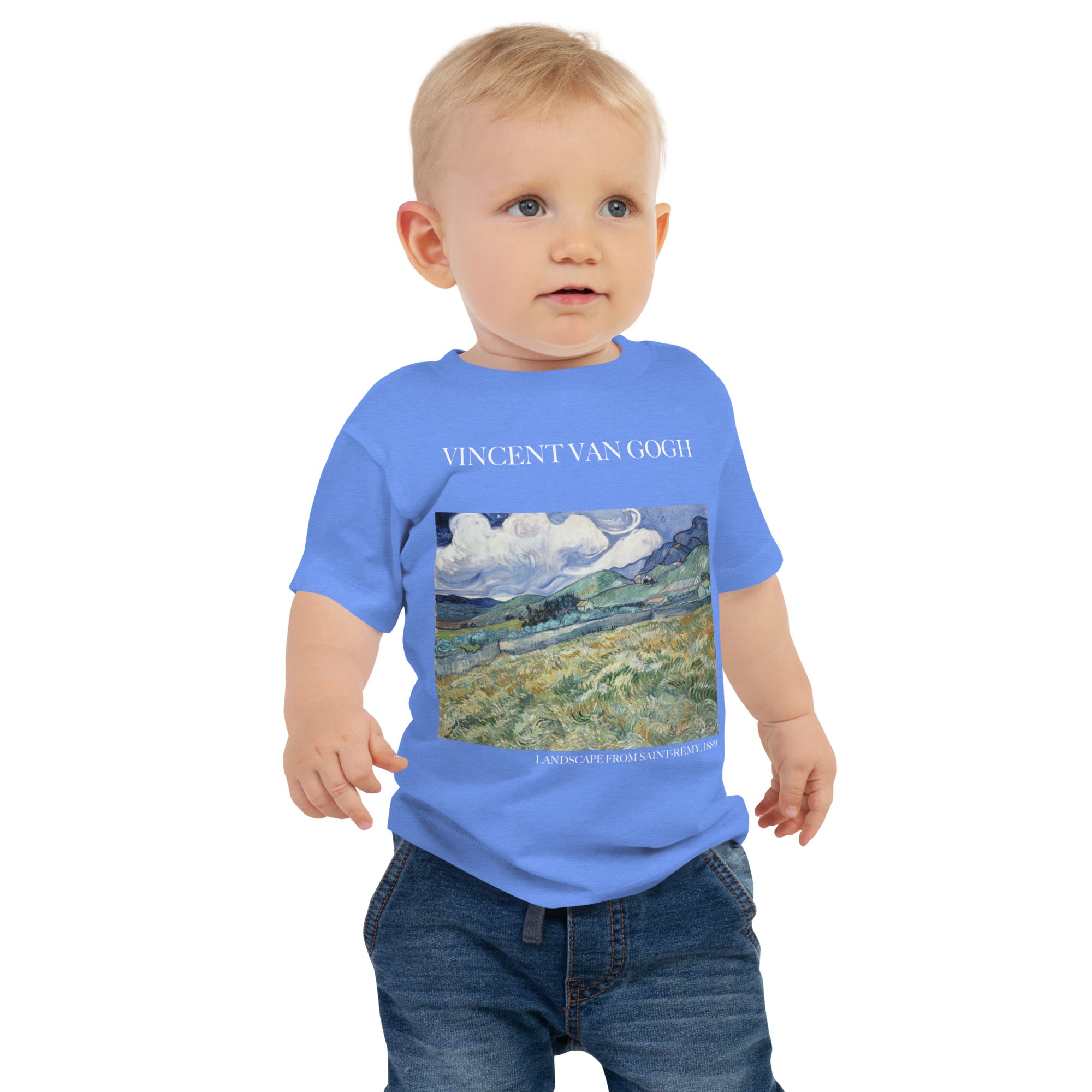 Vincent van Gogh 'Landscape from Saint-Rémy' Famous Painting Baby Staple T-Shirt | Premium Baby Art Tee