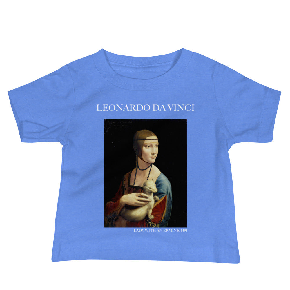 Leonardo da Vinci 'Lady with an Ermine' Famous Painting Baby Staple T-Shirt | Premium Baby Art Tee