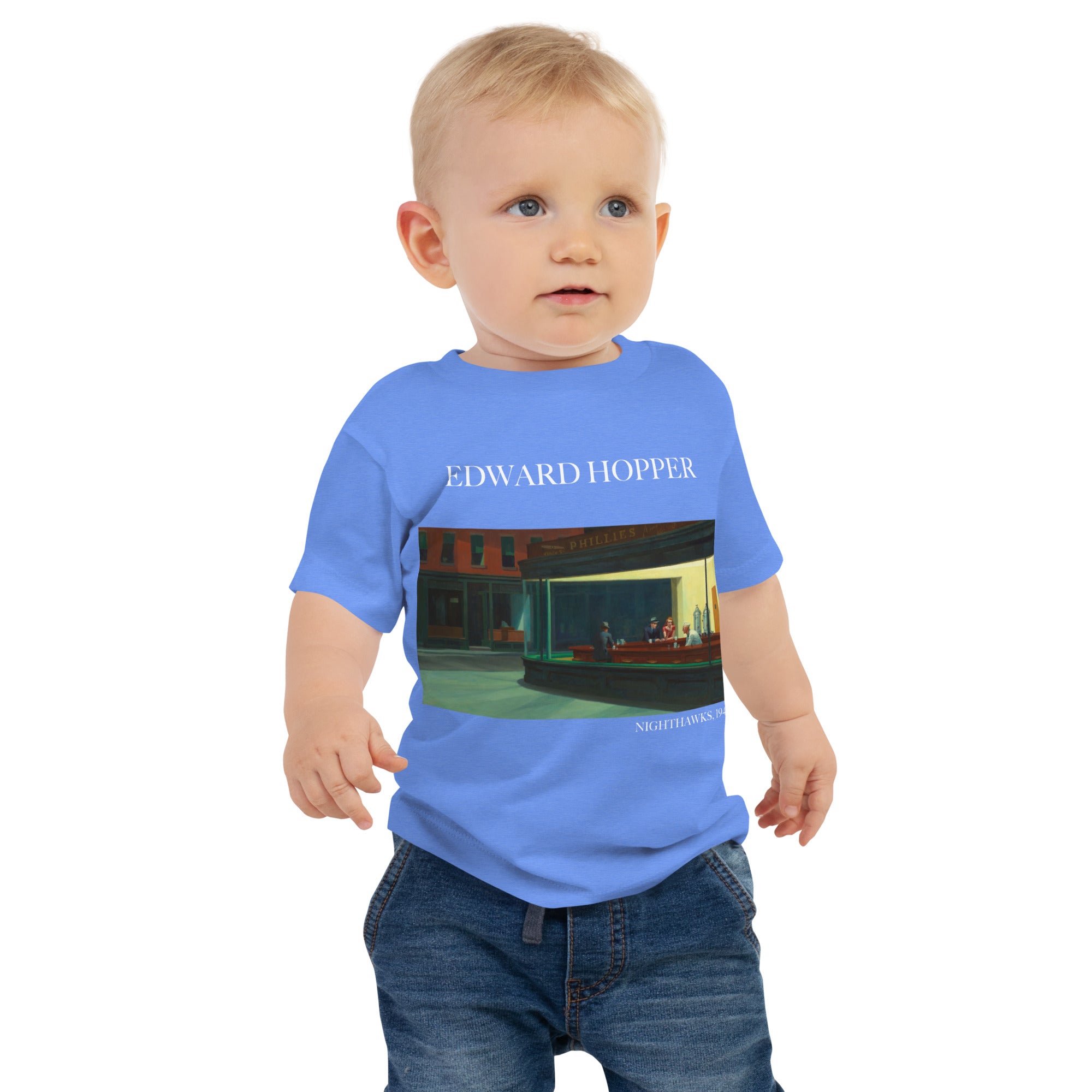 Edward Hopper 'Nighthawks' Famous Painting Baby Staple T-Shirt | Premium Baby Art Tee