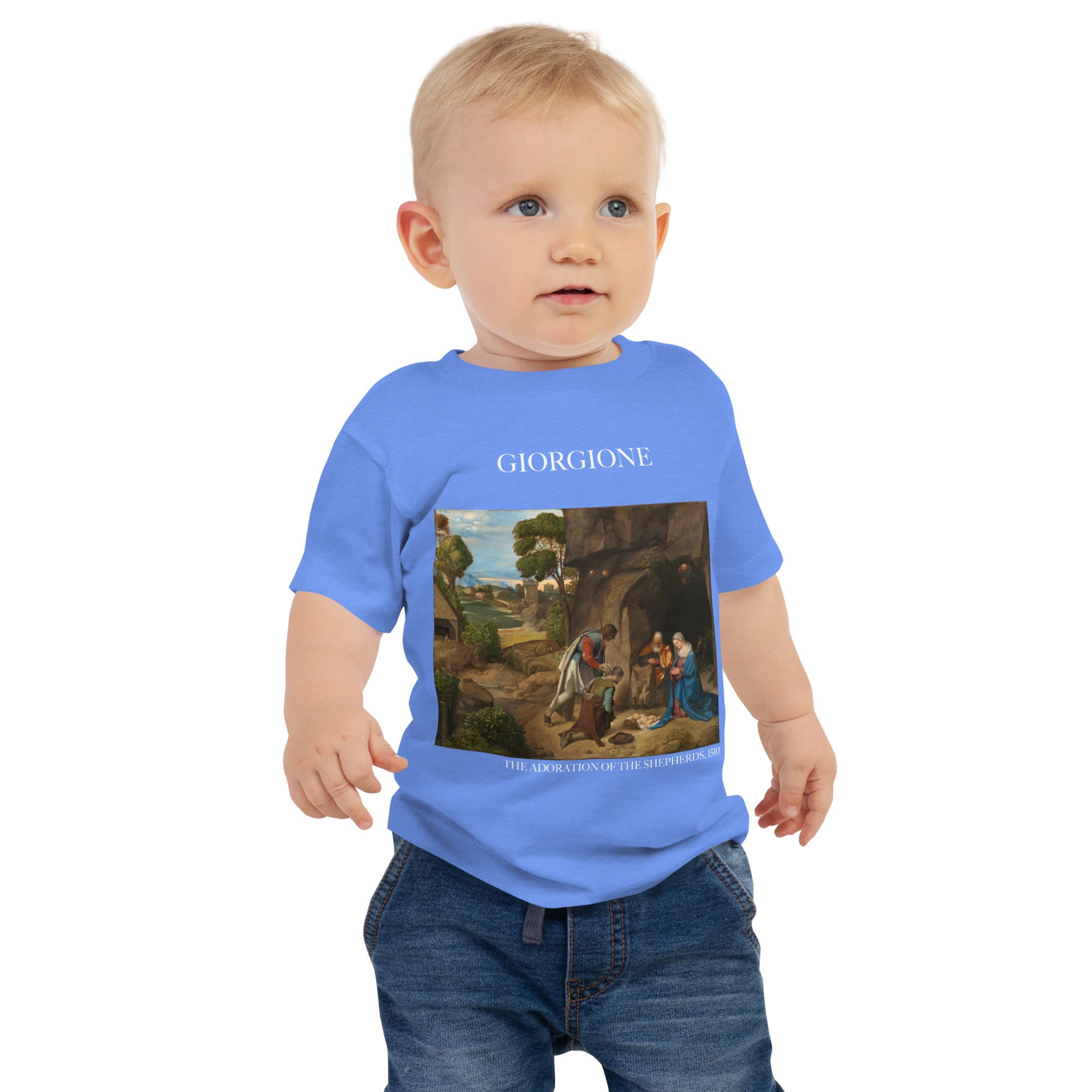 Giorgione 'The Adoration of the Shepherds' Famous Painting Baby Staple T-Shirt | Premium Baby Art Tee