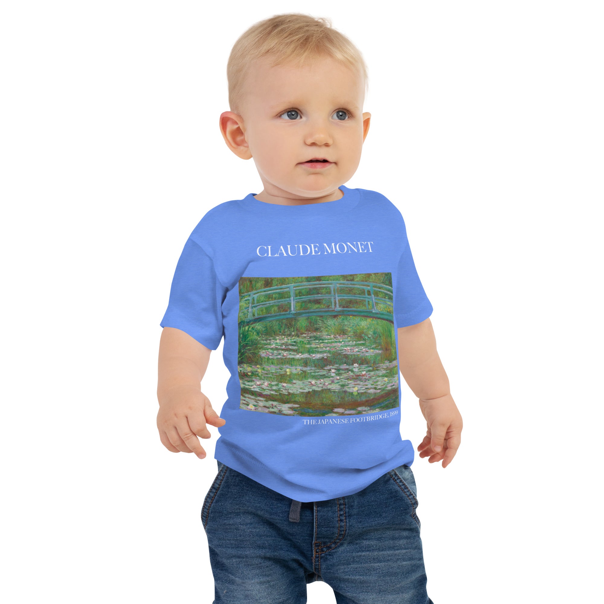 Claude Monet 'The Japanese Footbridge' Famous Painting Baby Staple T-Shirt | Premium Baby Art Tee