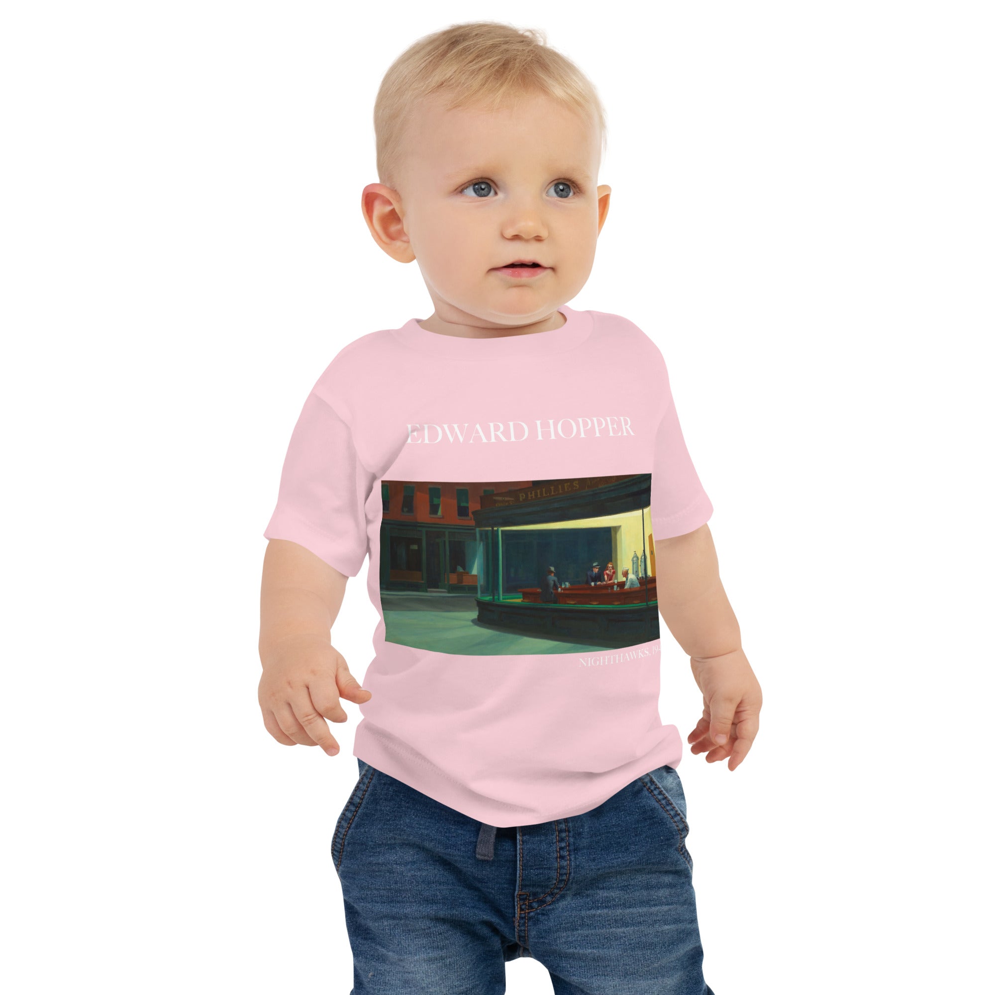 Edward Hopper 'Nighthawks' Famous Painting Baby Staple T-Shirt | Premium Baby Art Tee