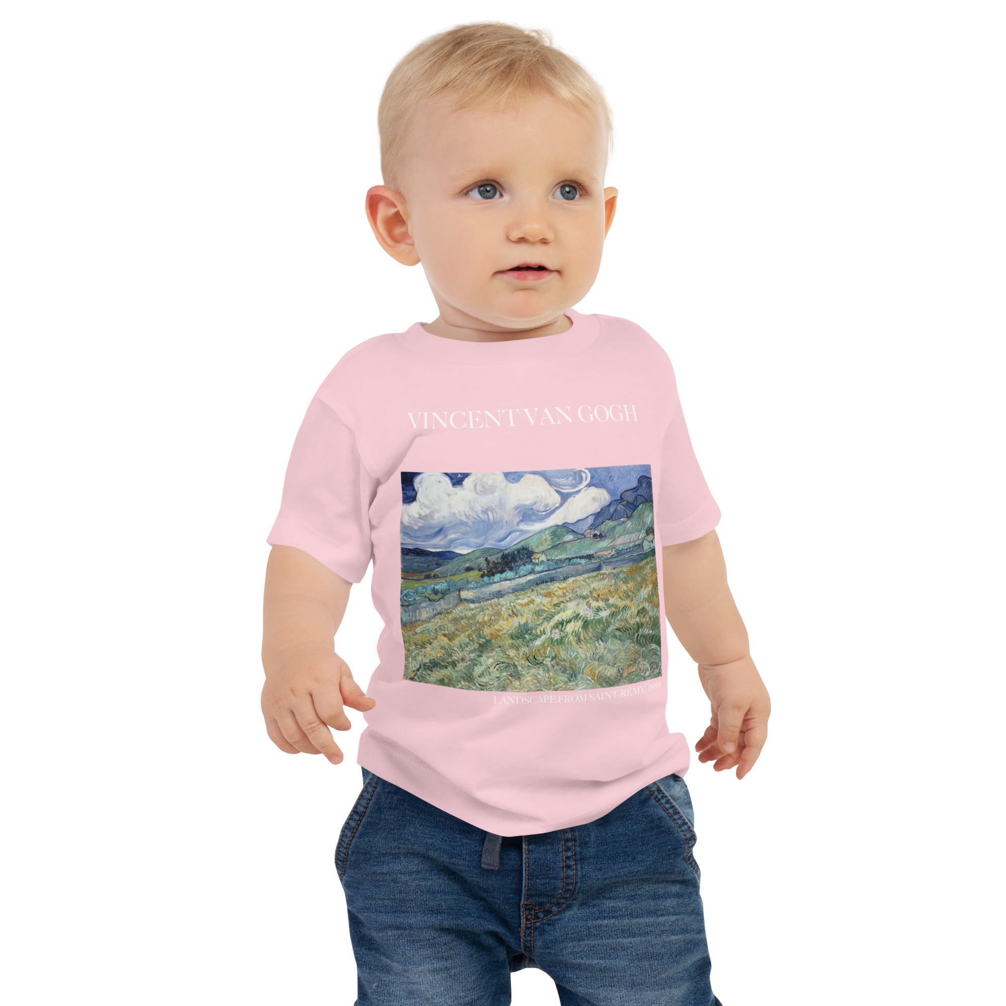 Vincent van Gogh 'Landscape from Saint-Rémy' Famous Painting Baby Staple T-Shirt | Premium Baby Art Tee