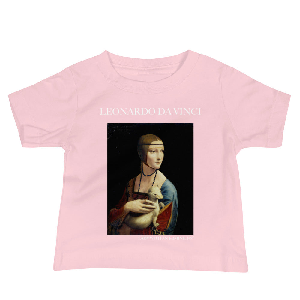 Leonardo da Vinci 'Lady with an Ermine' Famous Painting Baby Staple T-Shirt | Premium Baby Art Tee