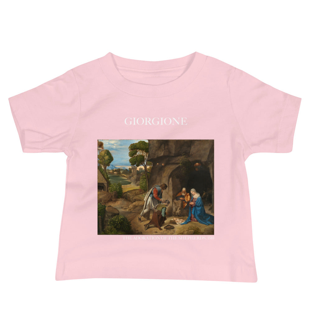 Giorgione 'The Adoration of the Shepherds' Famous Painting Baby Staple T-Shirt | Premium Baby Art Tee