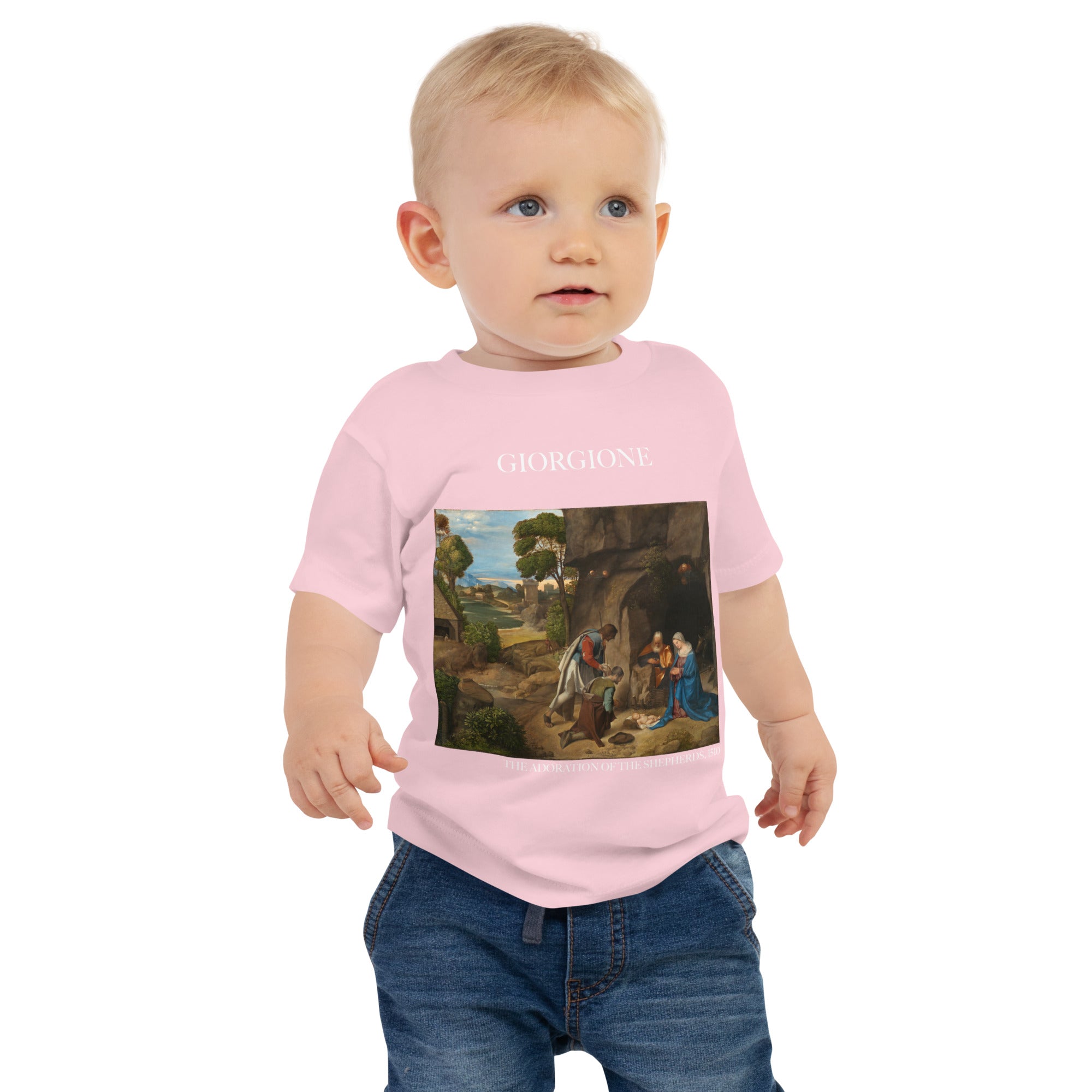 Giorgione 'The Adoration of the Shepherds' Famous Painting Baby Staple T-Shirt | Premium Baby Art Tee