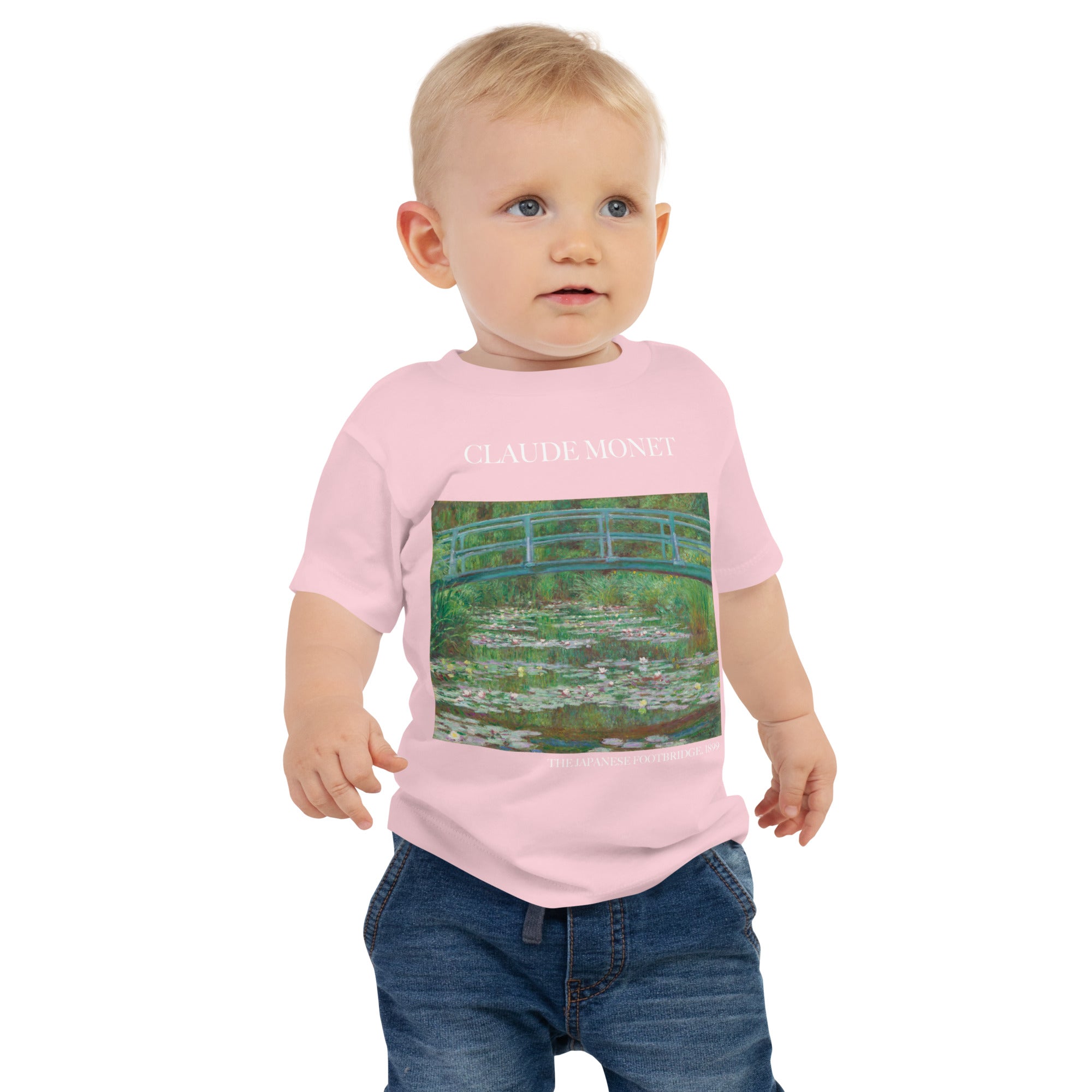 Claude Monet 'The Japanese Footbridge' Famous Painting Baby Staple T-Shirt | Premium Baby Art Tee