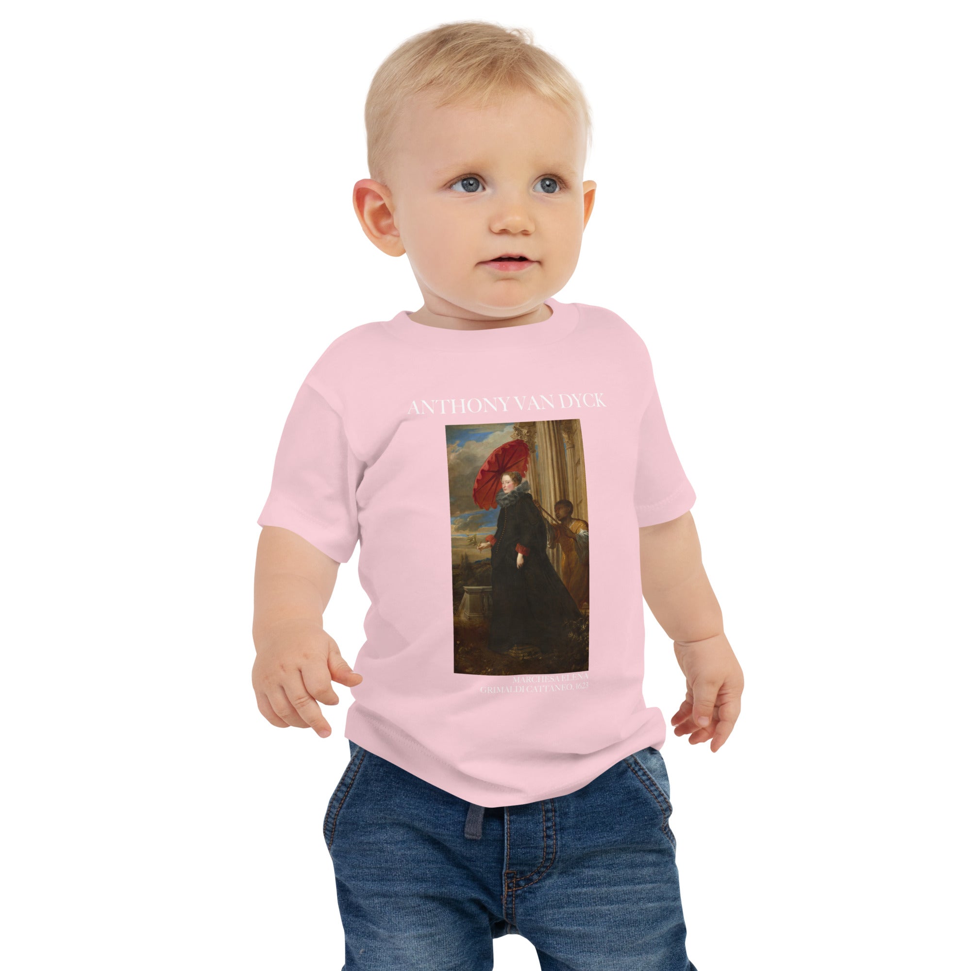 Sir Anthony van Dyck 'Marchesa Elena Grimaldi Cattaneo' Berühmtes Gemälde Baby-T-Shirt | Premium Baby Art T-Shirt