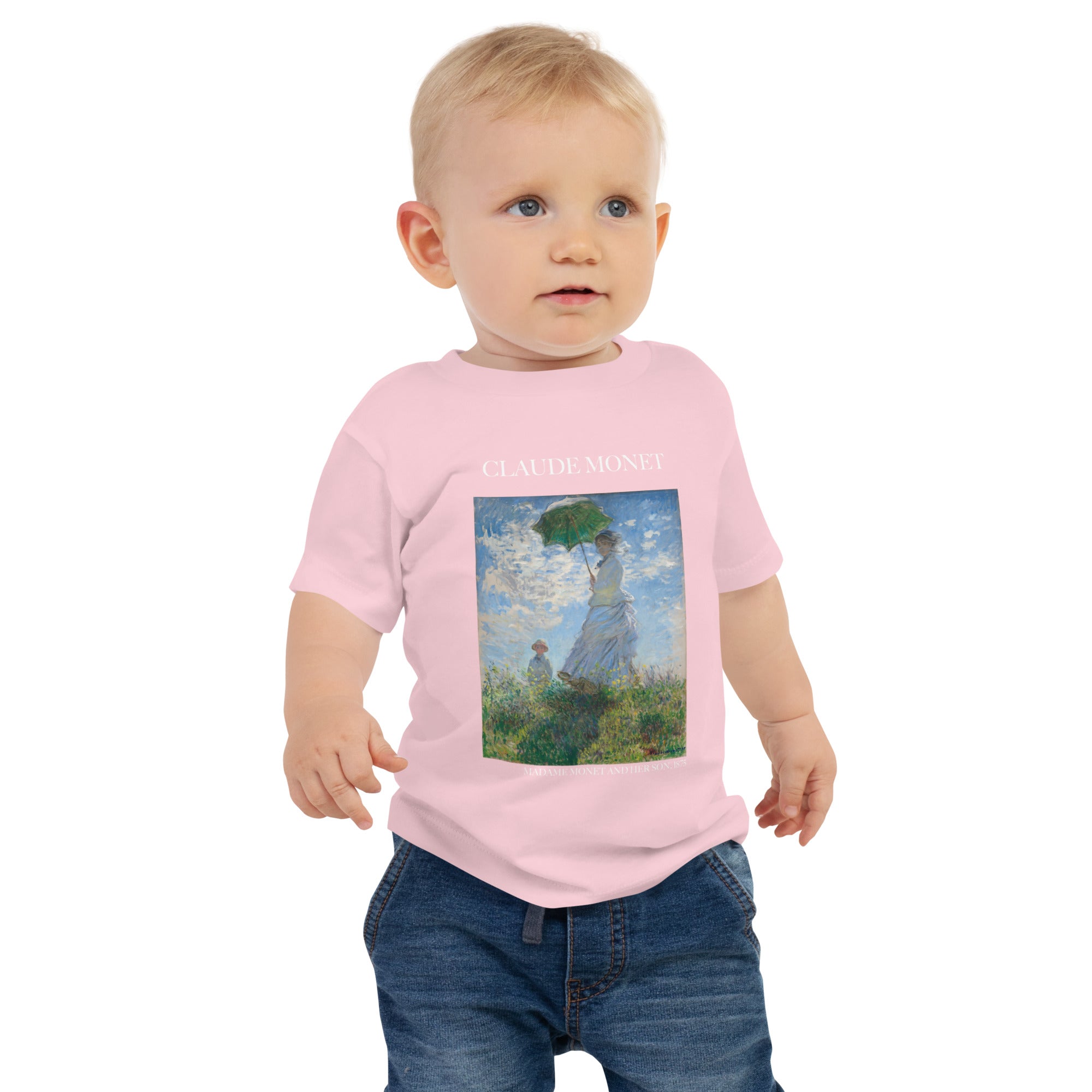 Claude Monet 'Madame Monet and Her Son' Famous Painting Baby Staple T-Shirt | Premium Baby Art Tee