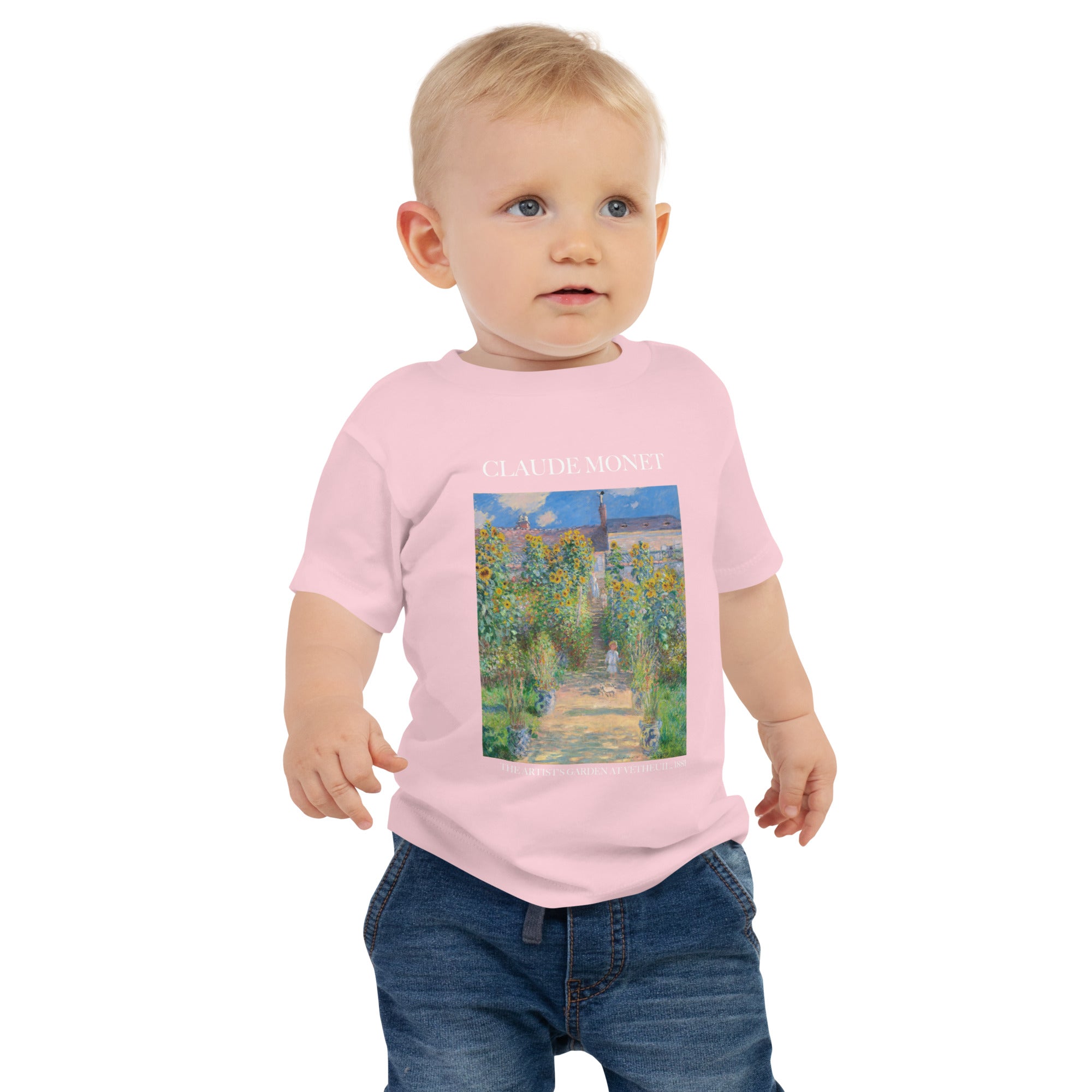 Claude Monet 'The Artist's Garden at Vétheuil' Famous Painting Baby Staple T-Shirt | Premium Baby Art Tee