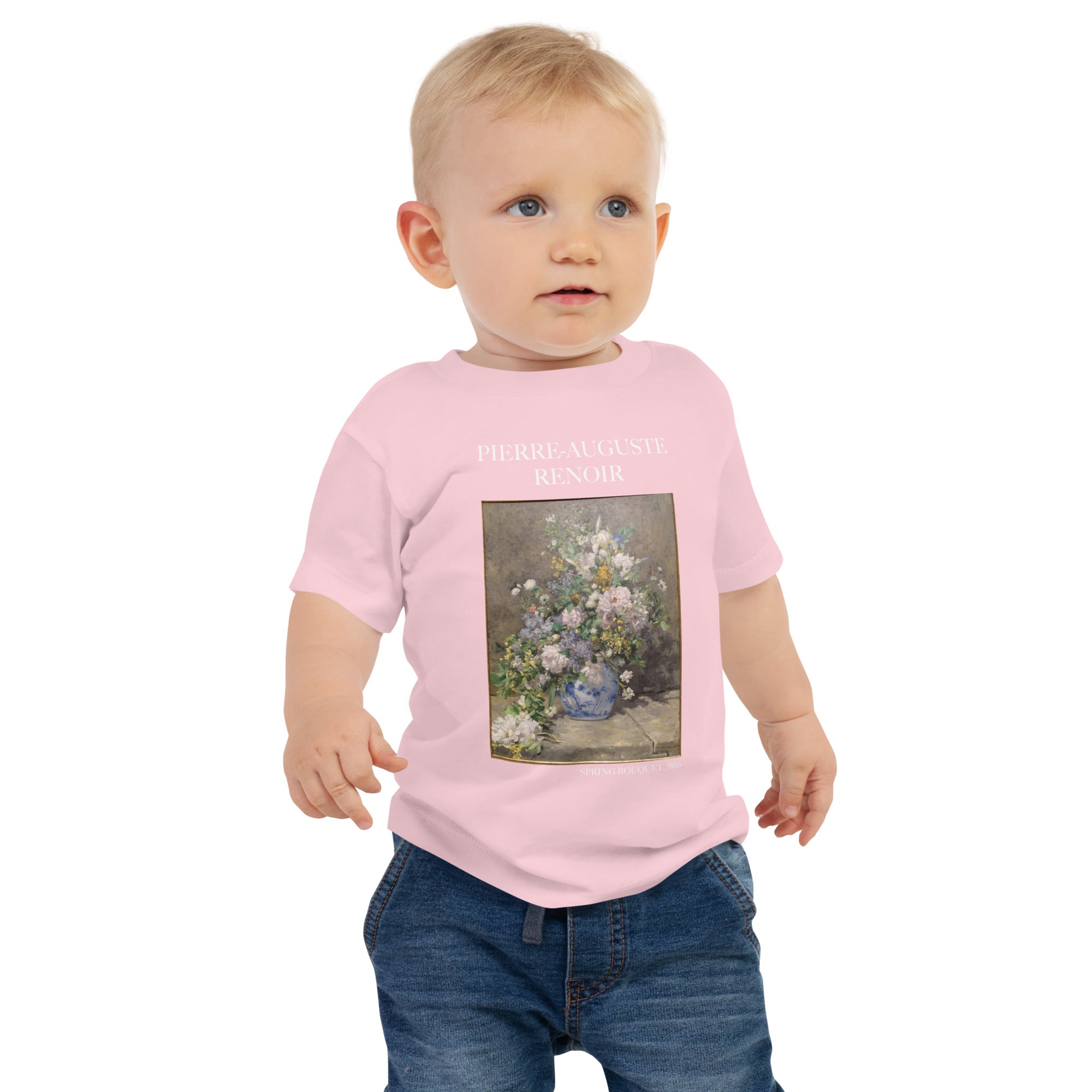 Pierre-Auguste Renoir 'Frühlingsstrauß' Berühmtes Gemälde Baby Basic T-Shirt | Premium Baby Art T-Shirt