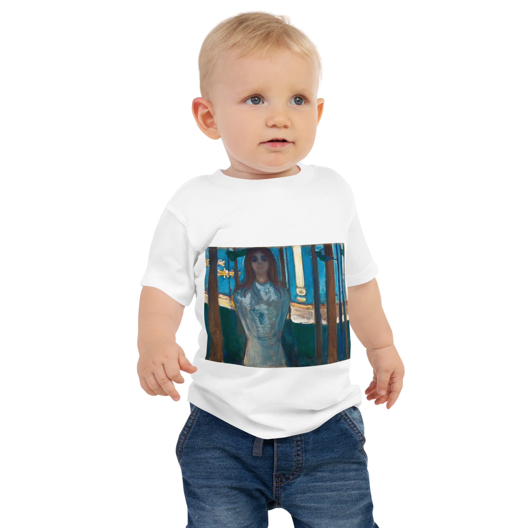 Edvard Munch 'The Voice, Summer Night' Famous Painting Baby Staple T-Shirt | Premium Baby Art Tee