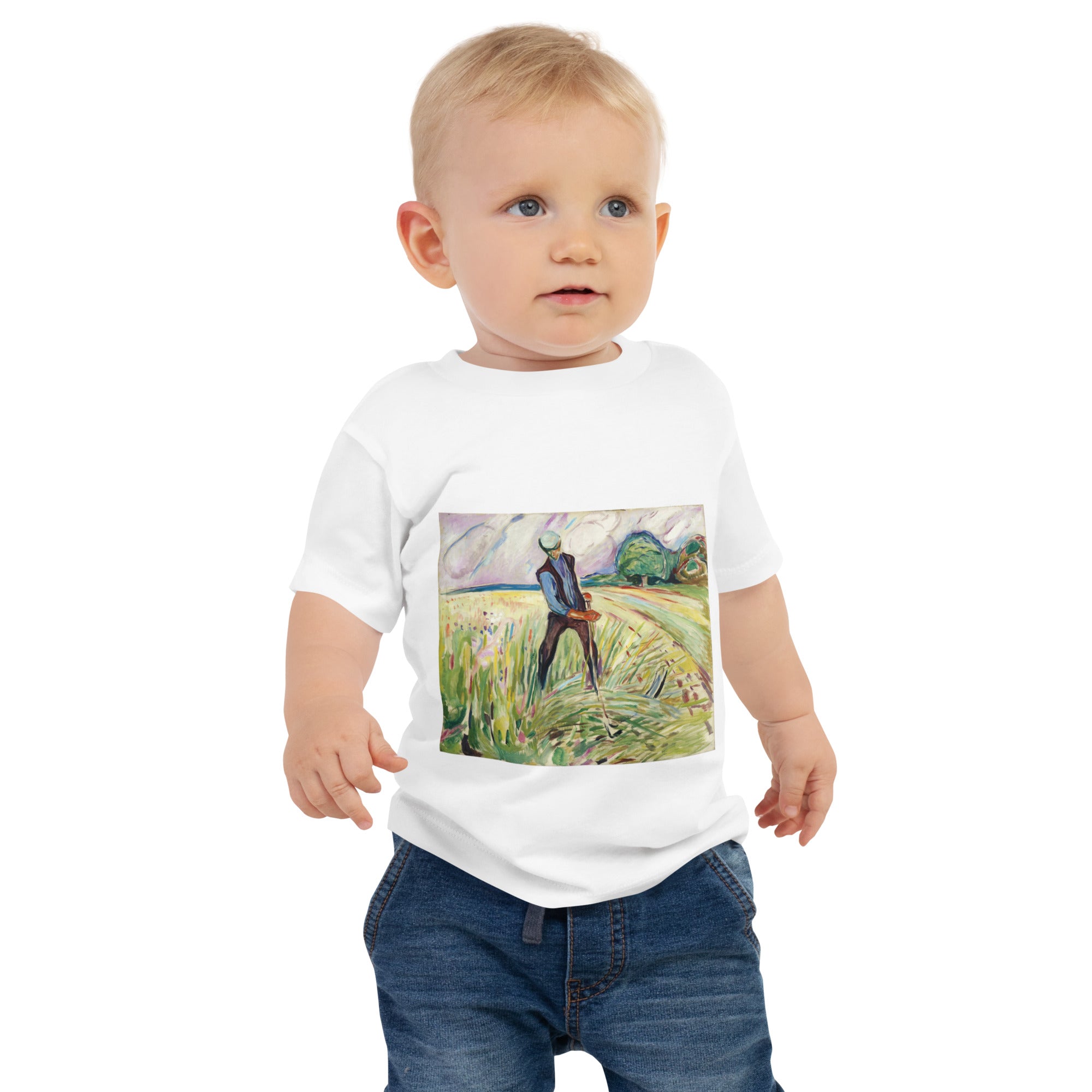 Edvard Munch „Der Heumacher“ Berühmtes Gemälde Baby Basic T-Shirt | Premium Baby Art T-Shirt