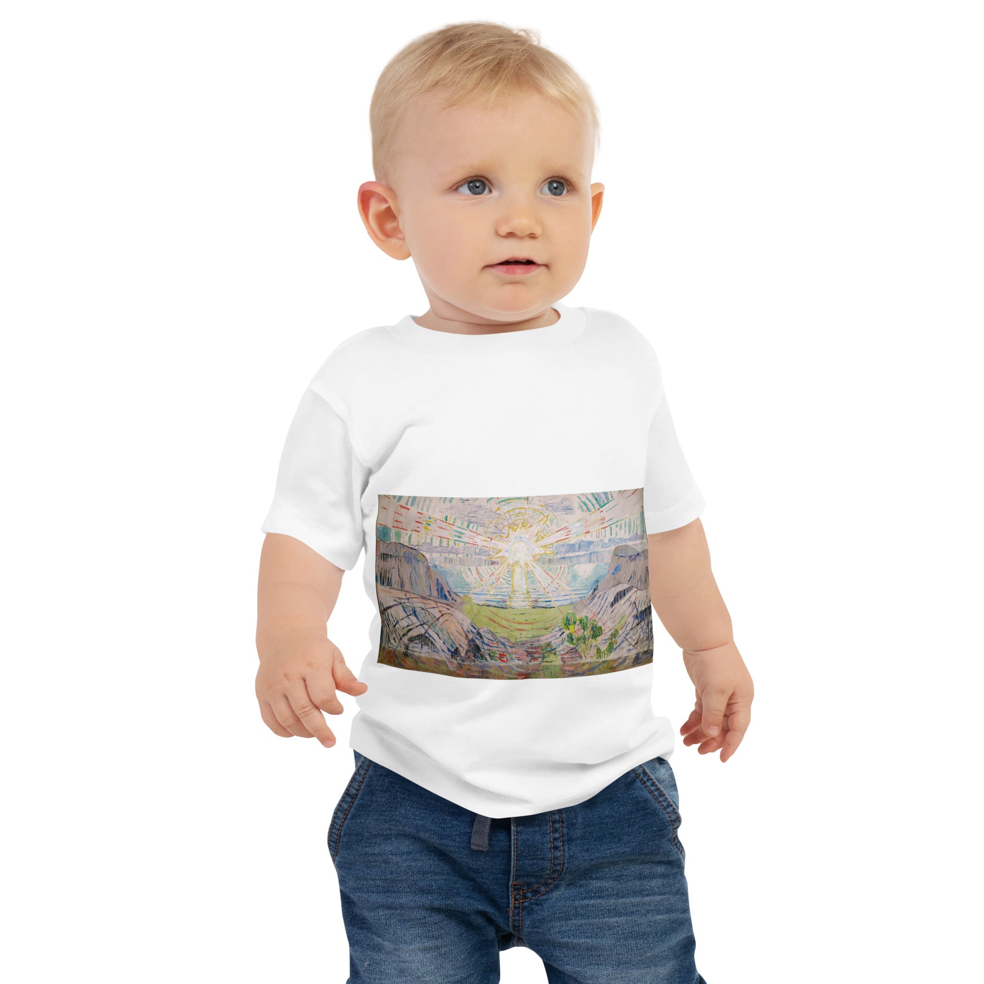 Edvard Munch „Die Sonne“ Berühmtes Gemälde Baby Basic T-Shirt | Premium Baby Art T-Shirt