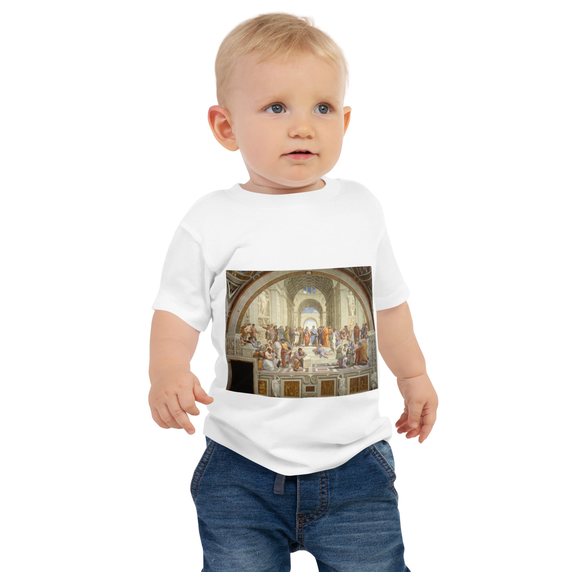 Raphael „Die Schule von Athen“ Berühmtes Gemälde Baby Staple T-Shirt | Premium Baby Art T-Shirt