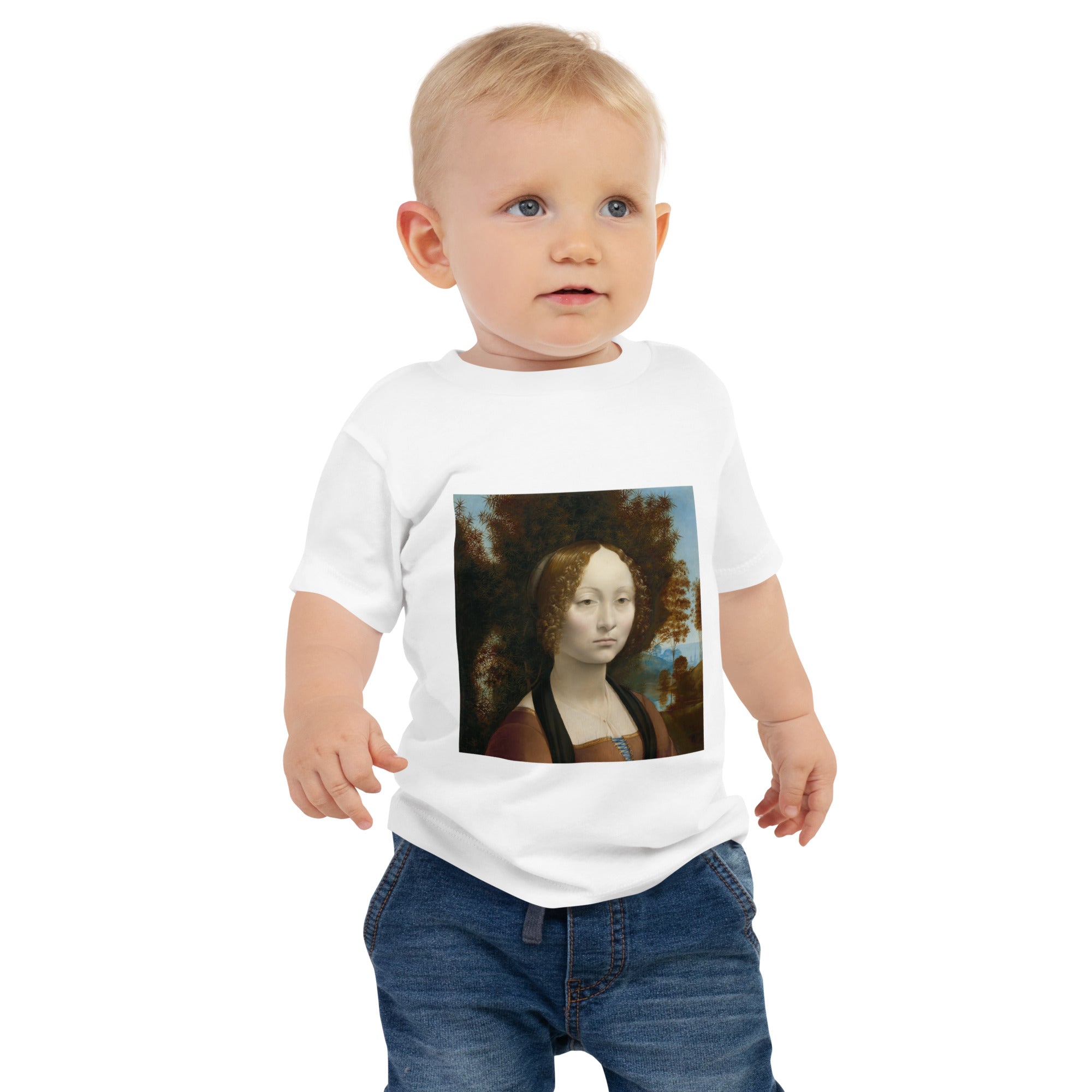 Leonardo da Vinci 'Ginevra de' Benci' Famous Painting Baby Staple T-Shirt | Premium Baby Art Tee