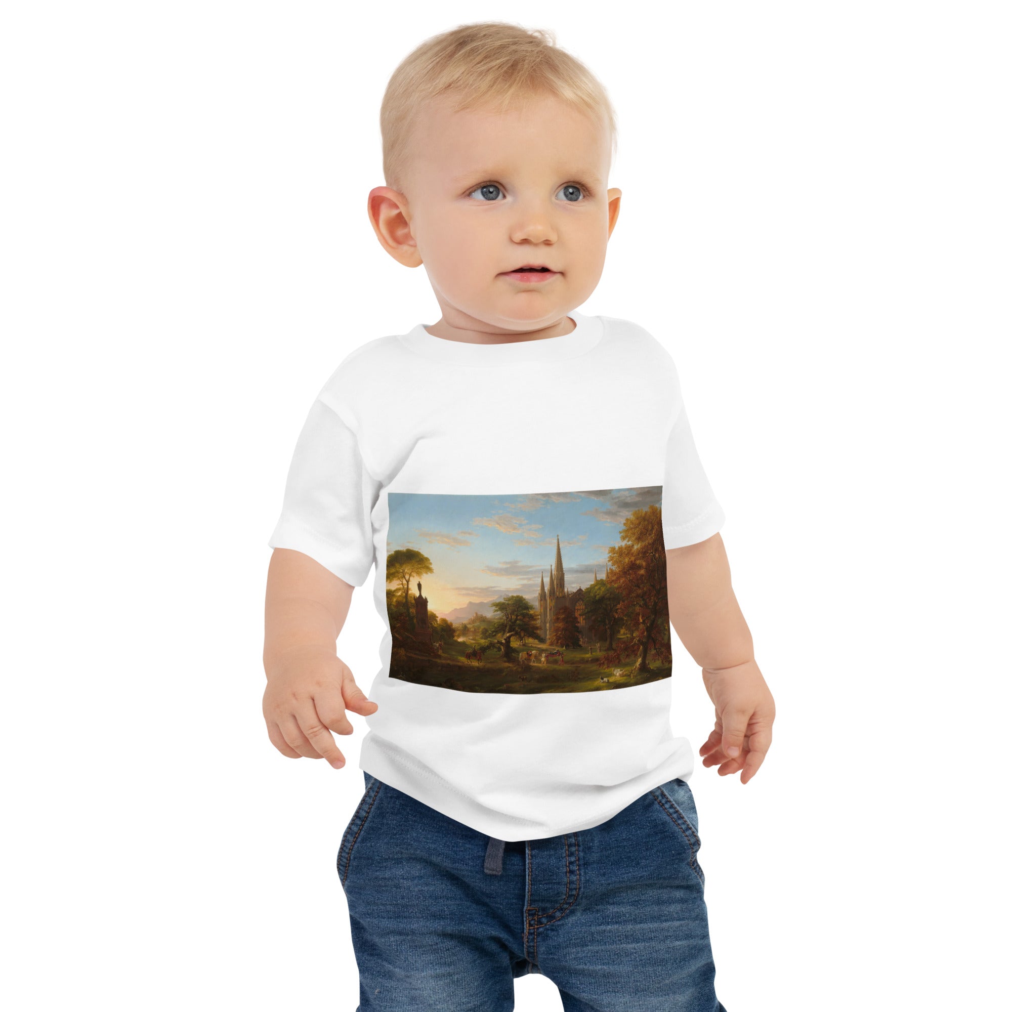 Thomas Cole „Die Rückkehr“ Berühmtes Gemälde Baby Grundausstattung T-Shirt | Premium Baby Art T-Shirt