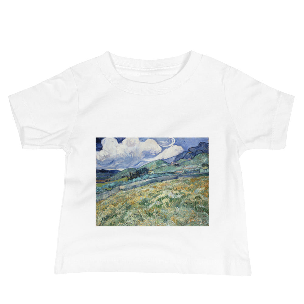 Vincent van Gogh 'Landscape from Saint-Rémy' Famous Painting Baby Staple T-Shirt | Premium Baby Art Tee