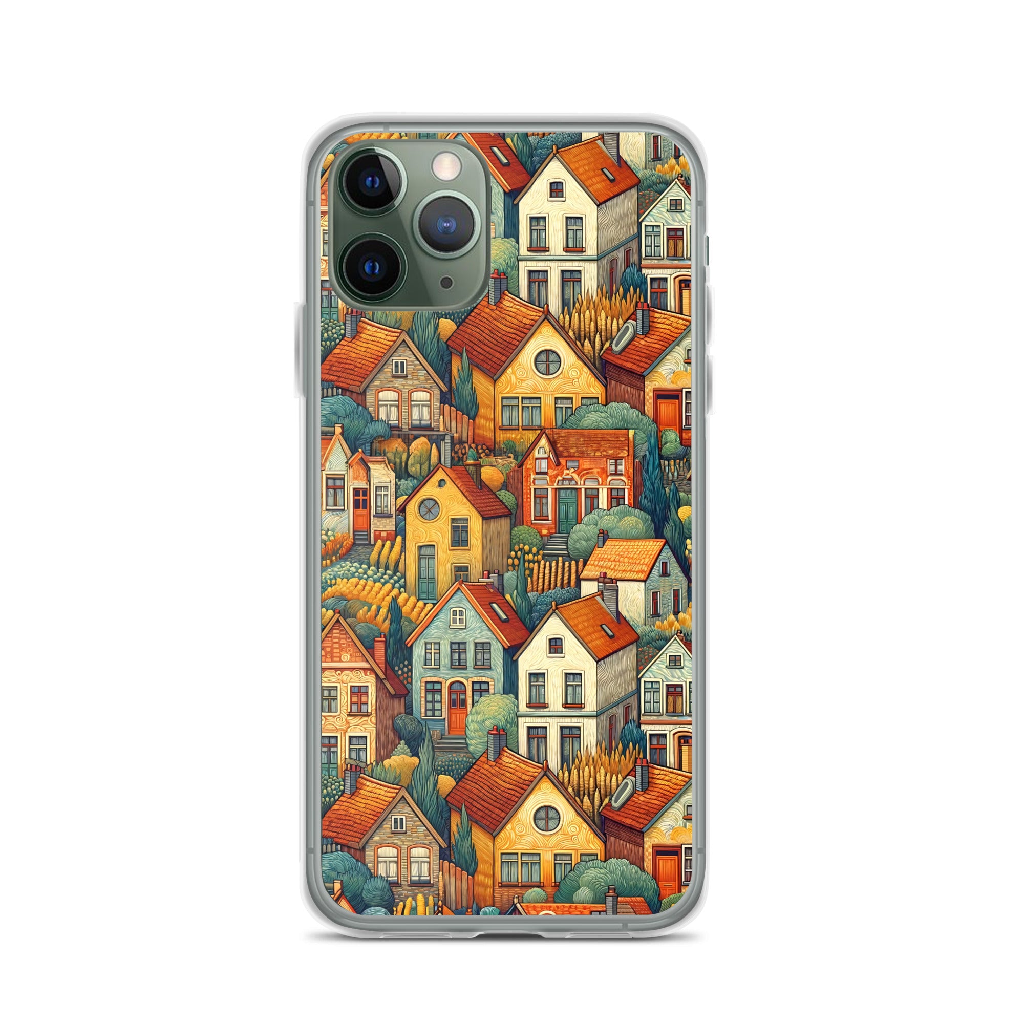 Berühmte Gemälde iPhone® Hülle | Transparente Kunsthülle für iPhone® Vincent van Gogh „Häuser bei Auvers“