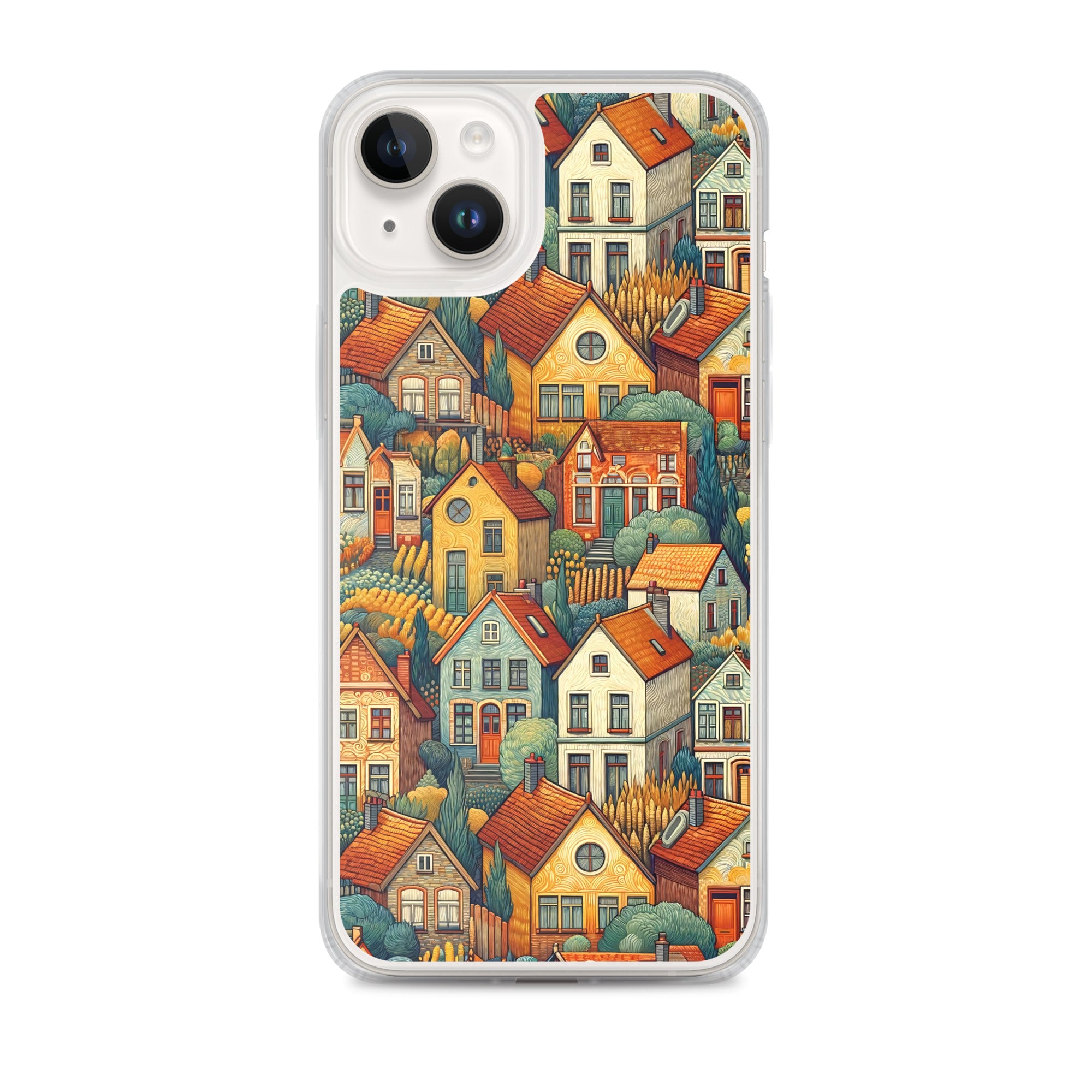 Berühmte Gemälde iPhone® Hülle | Transparente Kunsthülle für iPhone® Vincent van Gogh „Häuser bei Auvers“