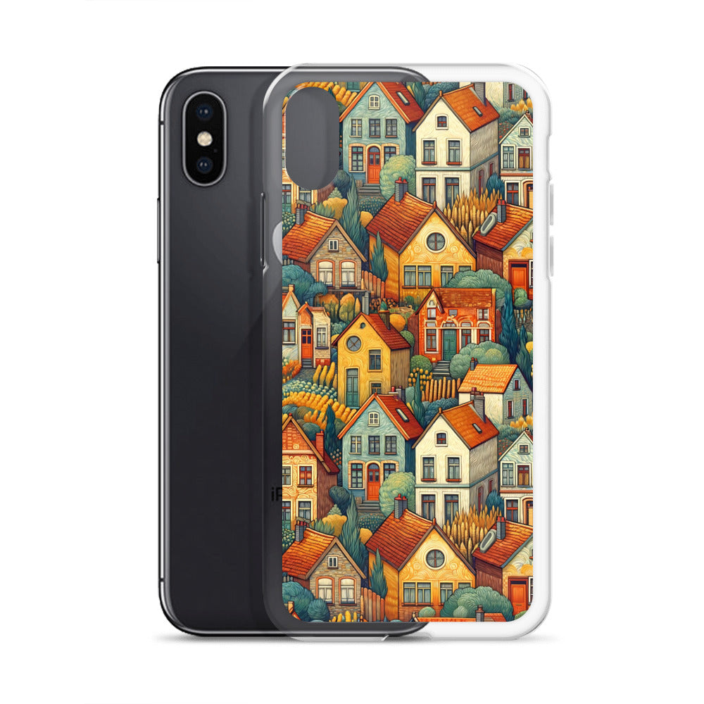 Berühmte Gemälde iPhone® Hülle | Transparente Kunsthülle für iPhone® Vincent van Gogh „Häuser bei Auvers“