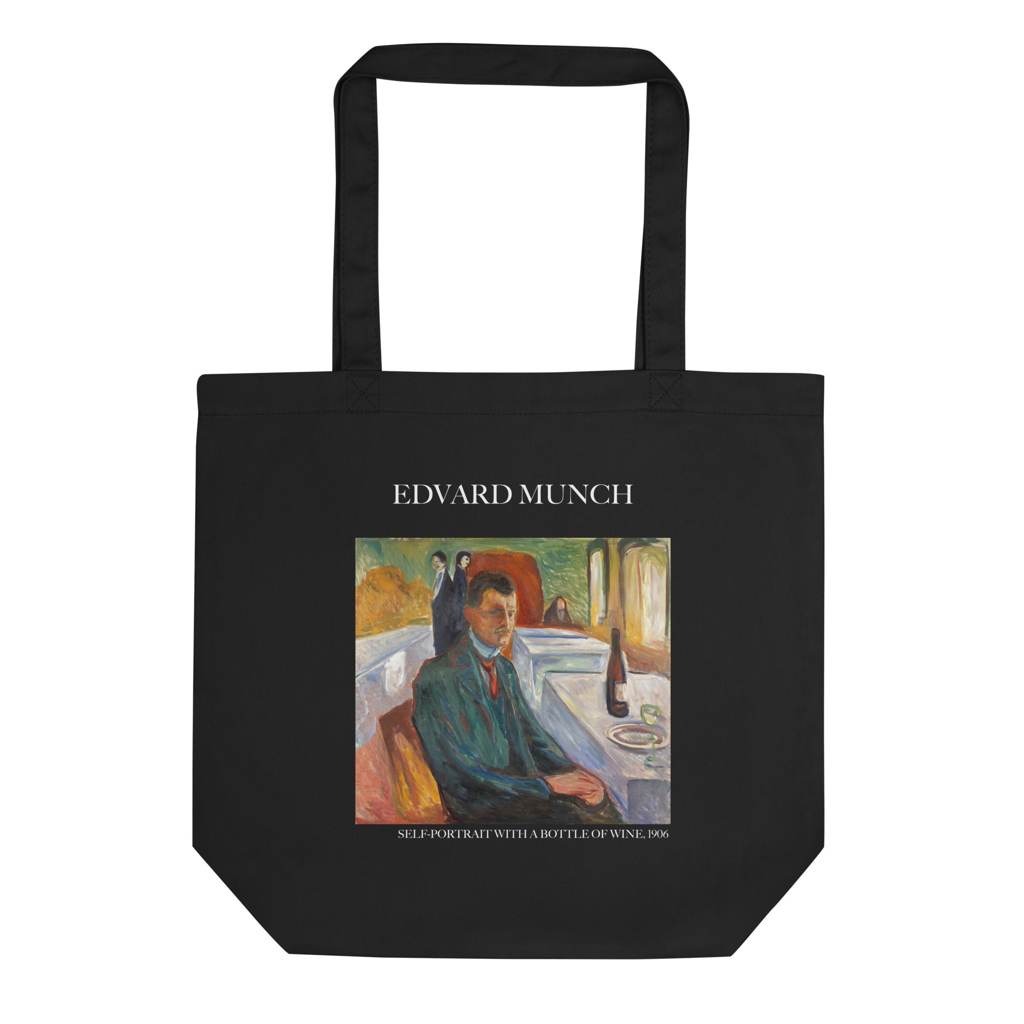 Edvard Munch 'Self-Portrait with a Bottle of Wine' Famous Painting Totebag | Eco Friendly Art Tote Bag