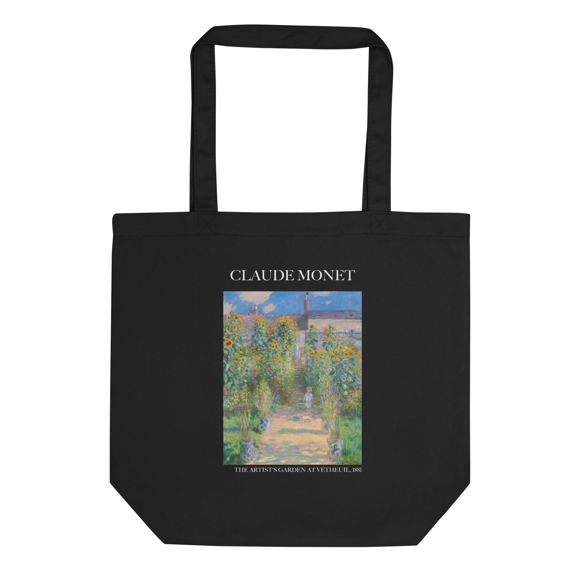 Claude Monet 'Der Garten des Künstlers in Vétheuil' berühmtes Gemälde Tragetasche | Umweltfreundliche Kunst Tragetasche