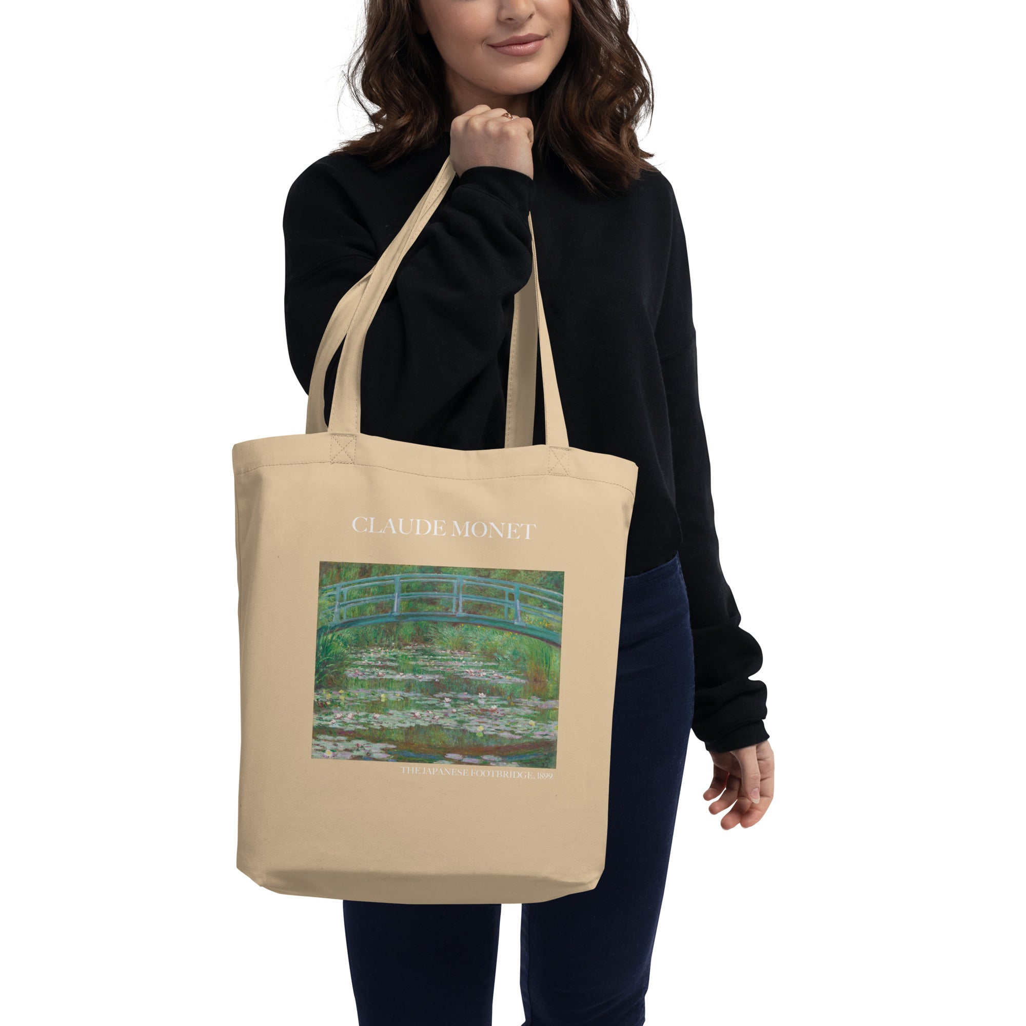 Claude Monet 'The Japanese Footbridge' Famous Painting Totebag | Eco Friendly Art Tote Bag
