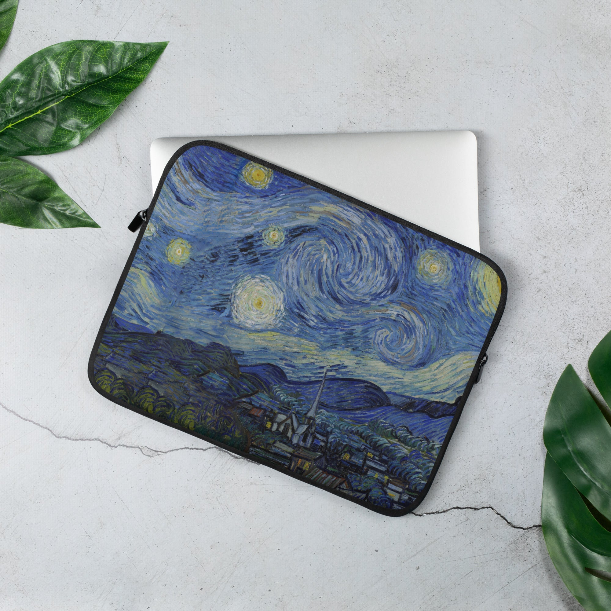 Laptophülle mit berühmtem Gemälde „Sternennacht“ von Vincent van Gogh | Premium-Kunst-Laptophülle