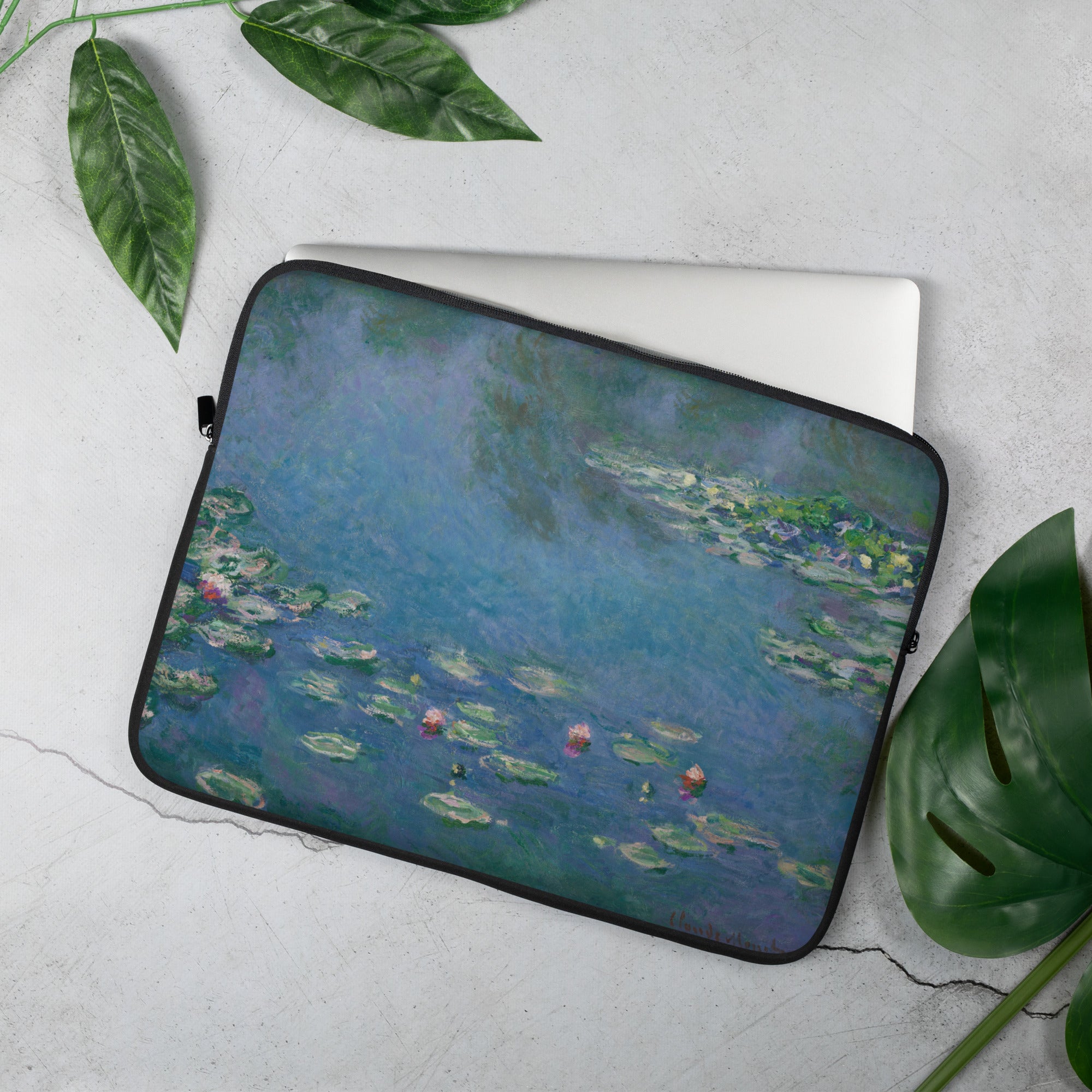 Laptophülle mit berühmtem Gemälde „Seerosen“ von Claude Monet | Premium-Kunst-Laptophülle