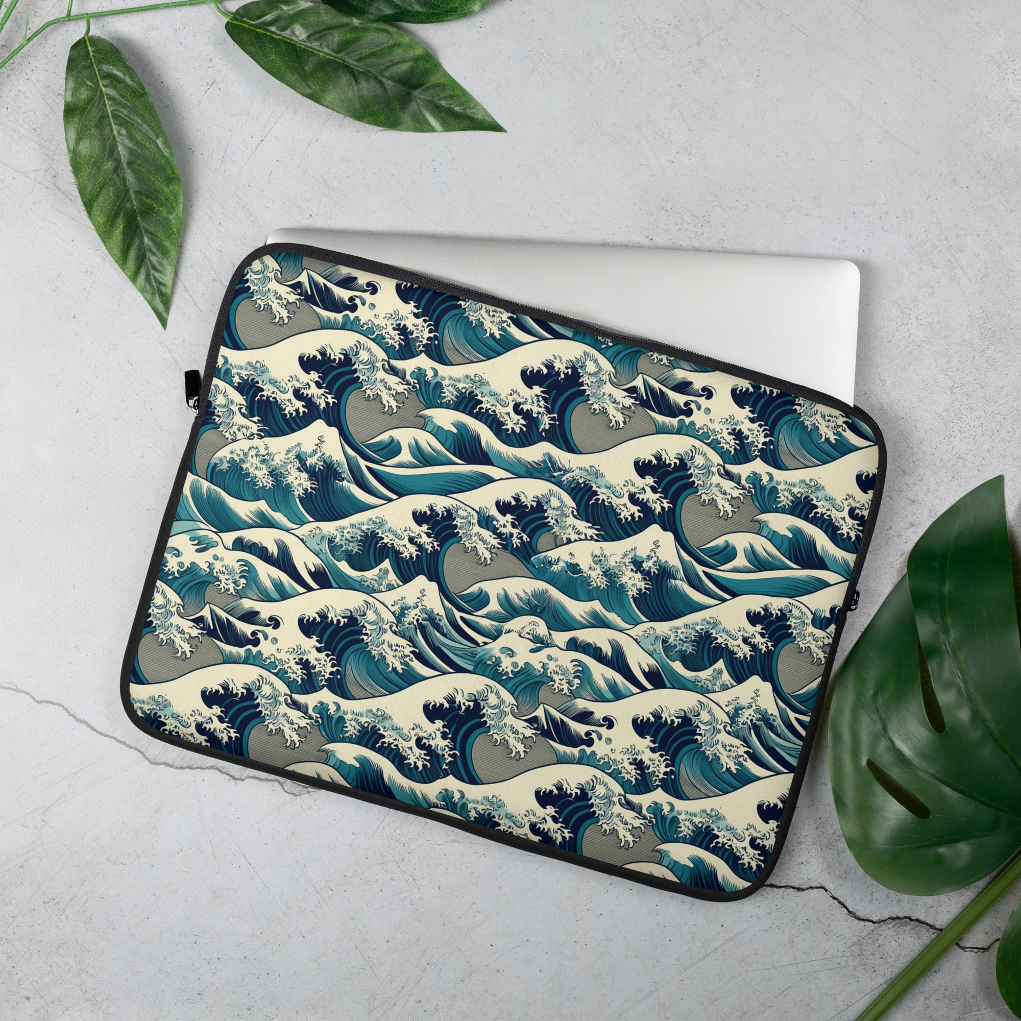 Hokusai 'Die große Welle vor Kanagawa' Berühmtes Gemälde Laptophülle | Premium Art Laptophülle