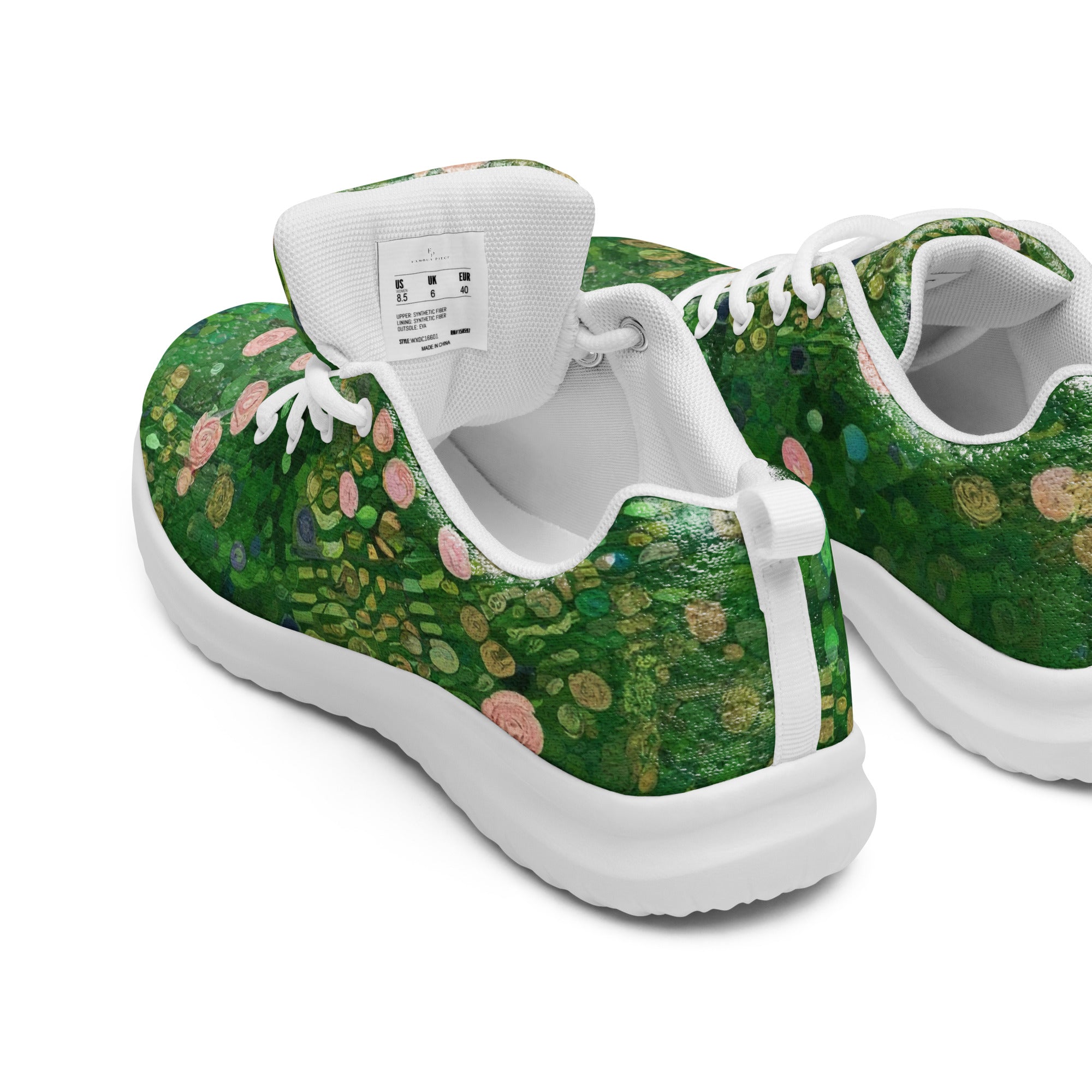 Gustav Klimt „Rosenbüsche unter den Bäumen“ Leichte sportliche Laufschuhe | Hochwertige Kunst-Sneaker für Herren