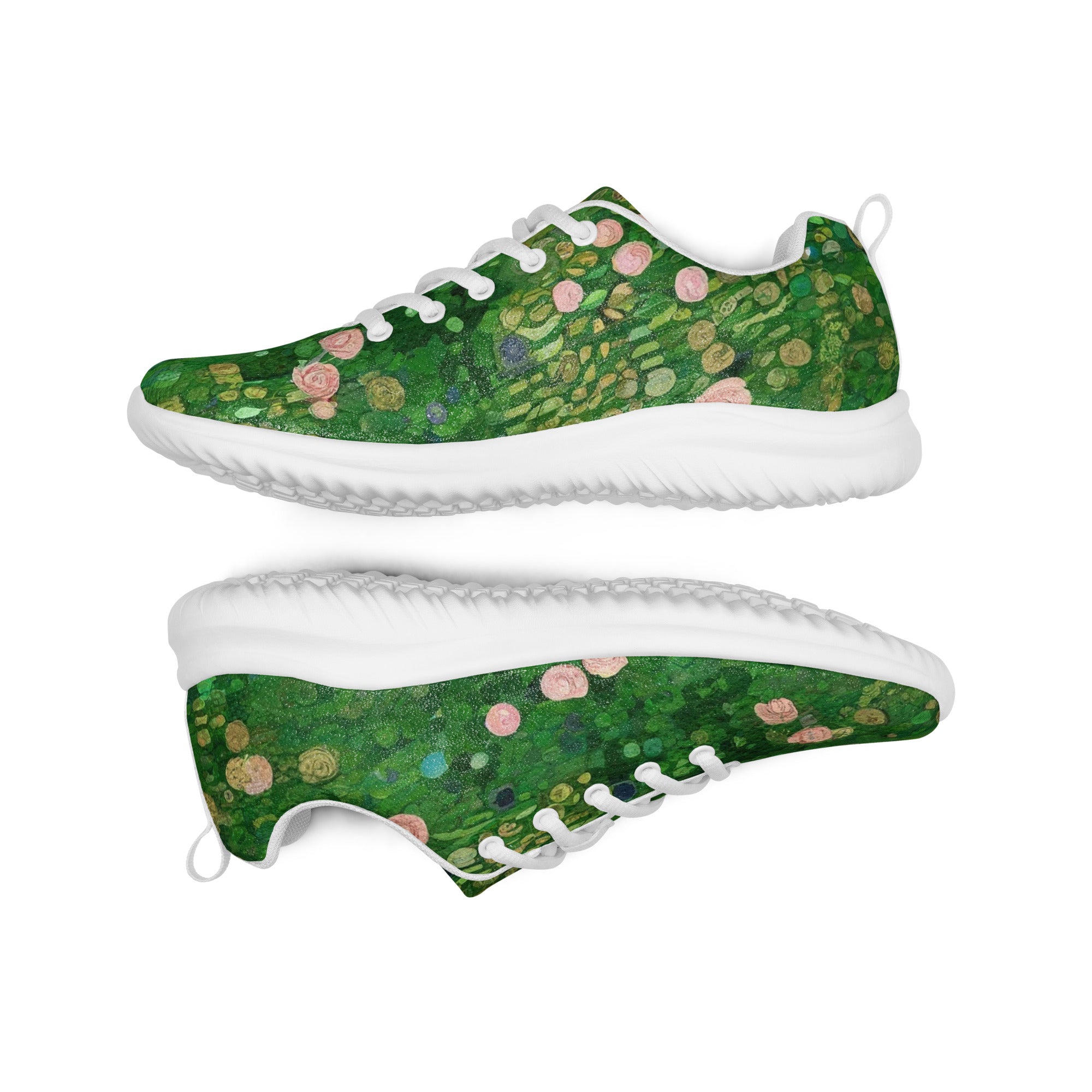 Gustav Klimt „Rosenbüsche unter den Bäumen“ Leichte sportliche Laufschuhe | Hochwertige Kunst-Sneaker für Herren