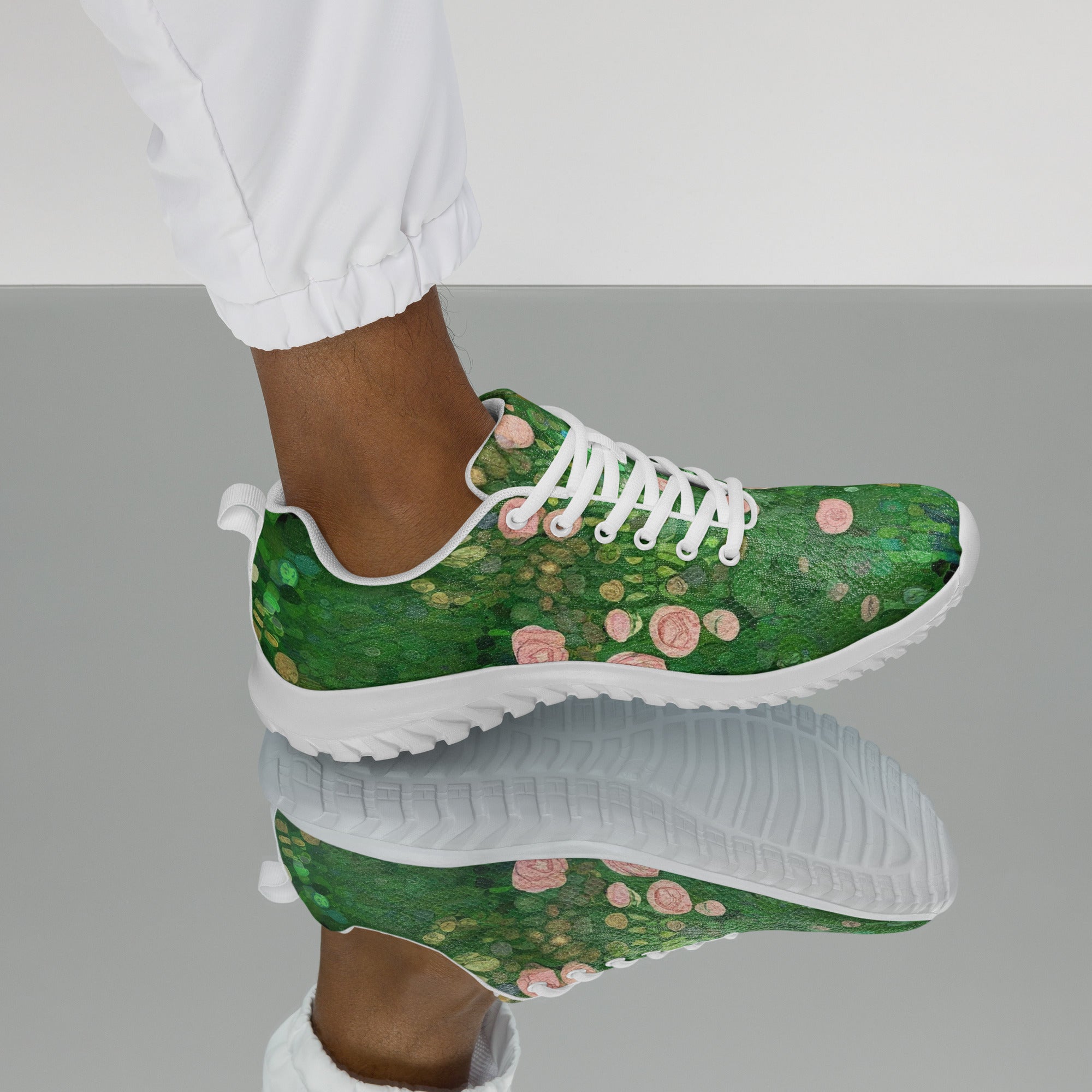 Gustav Klimt 'Rosebushes under the Trees' Lightweight Athletic Running Shoes | Premium Art Sneakers for Men