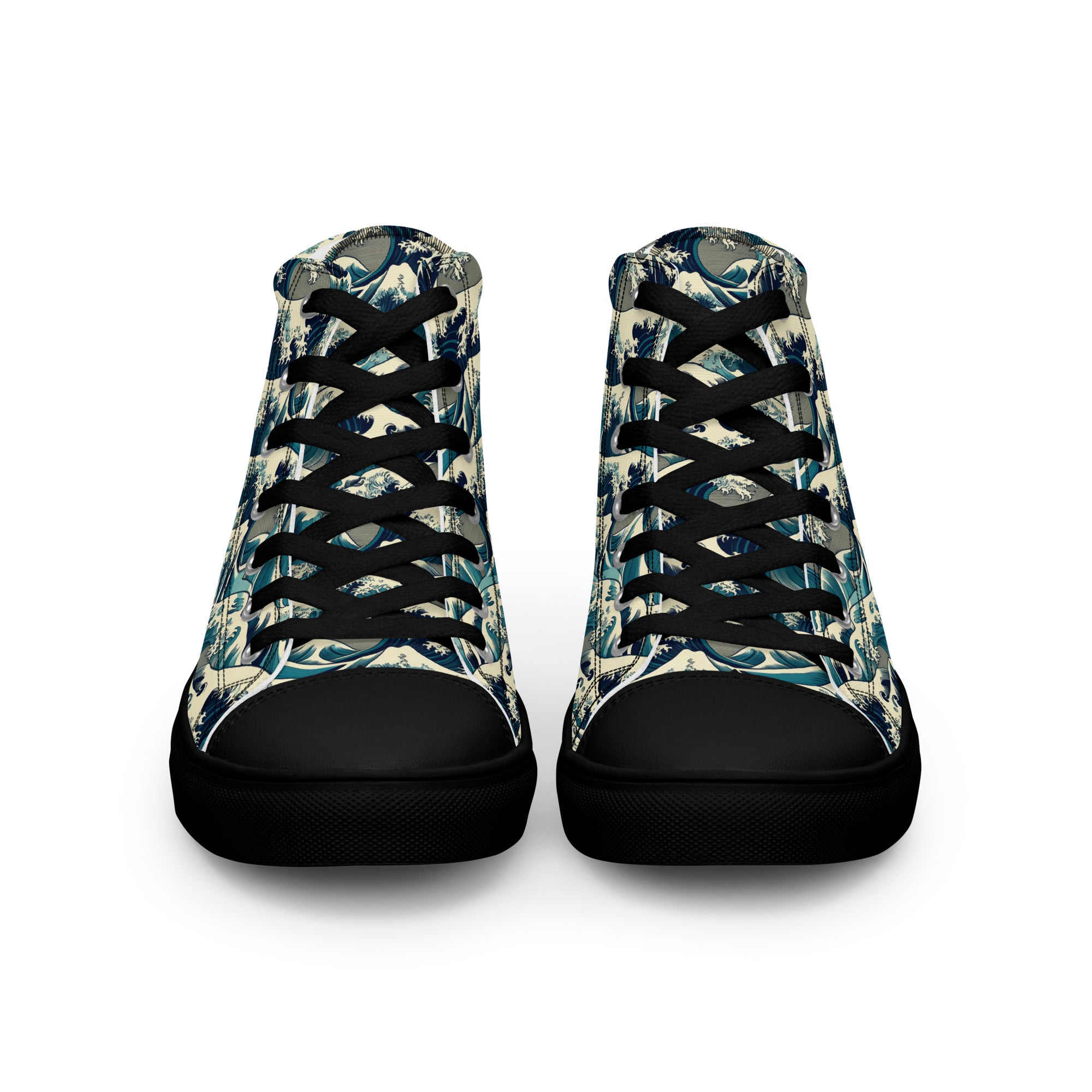 Hokusai 'The Great Wave off Kanagawa' High Top Shoes | Premium Art High Top Sneakers for Men