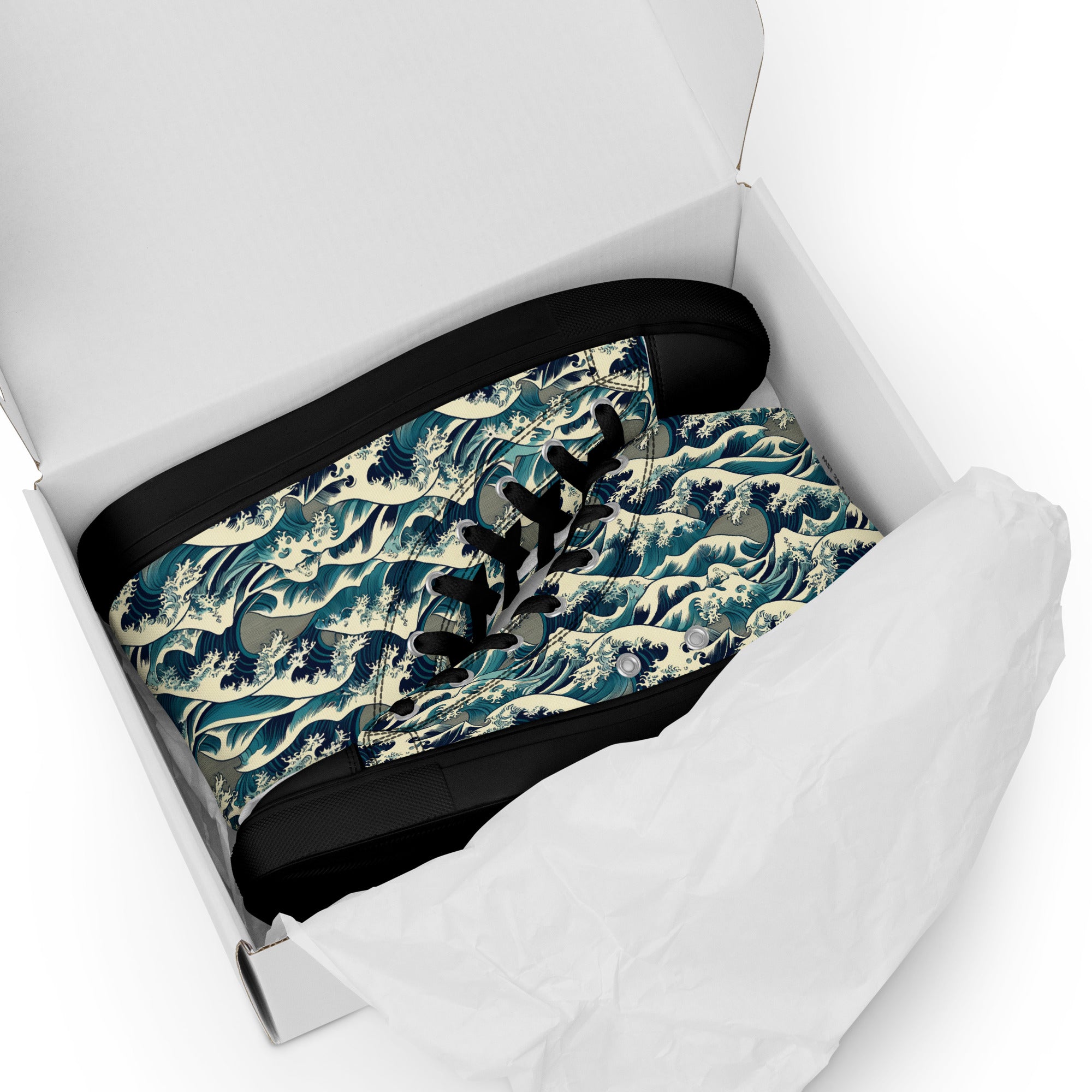 Hokusai 'The Great Wave off Kanagawa' High Top Shoes | Premium Art High Top Sneakers for Men