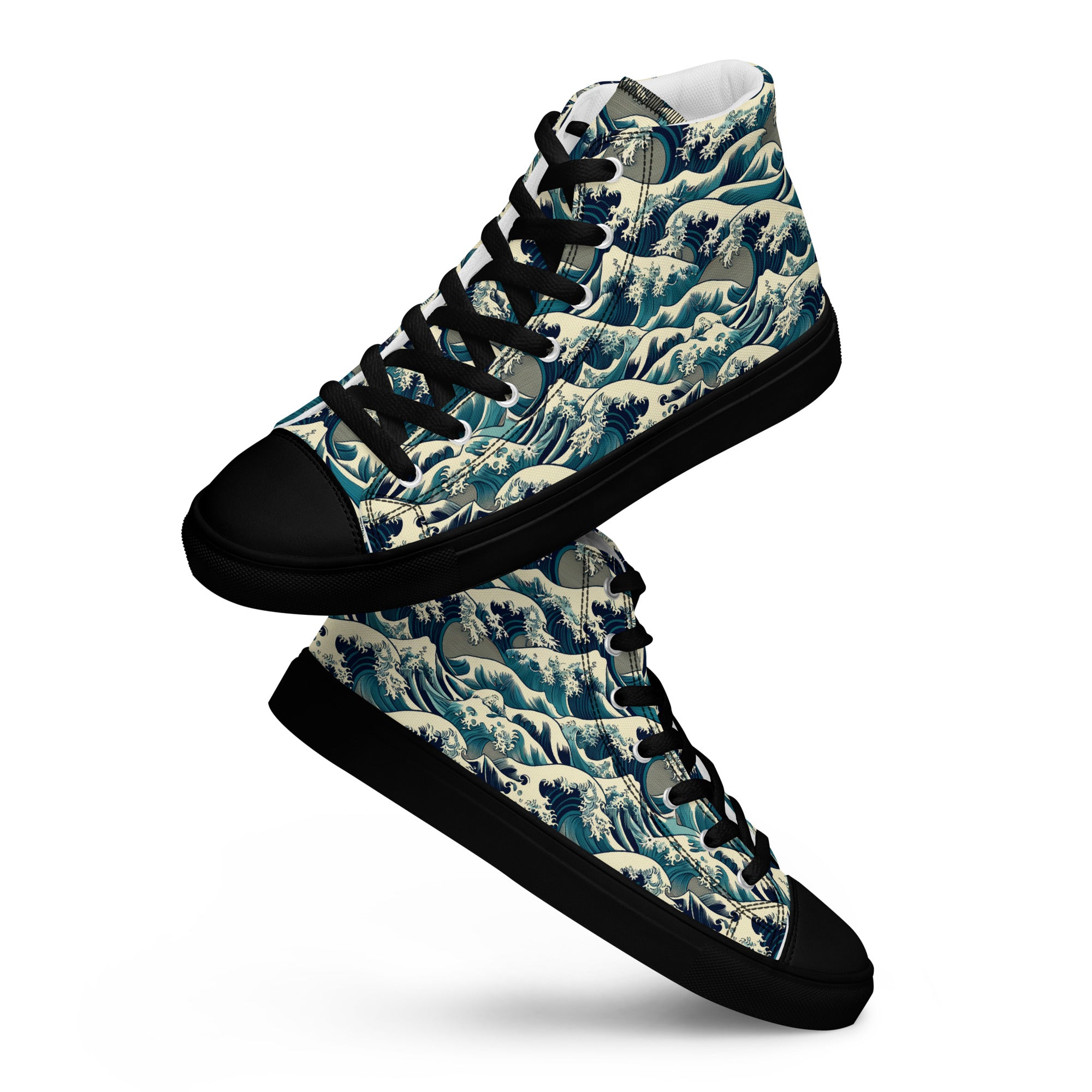 Hokusai 'The Great Wave off Kanagawa' High Top Shoes | Premium Art High Top Sneakers for Men