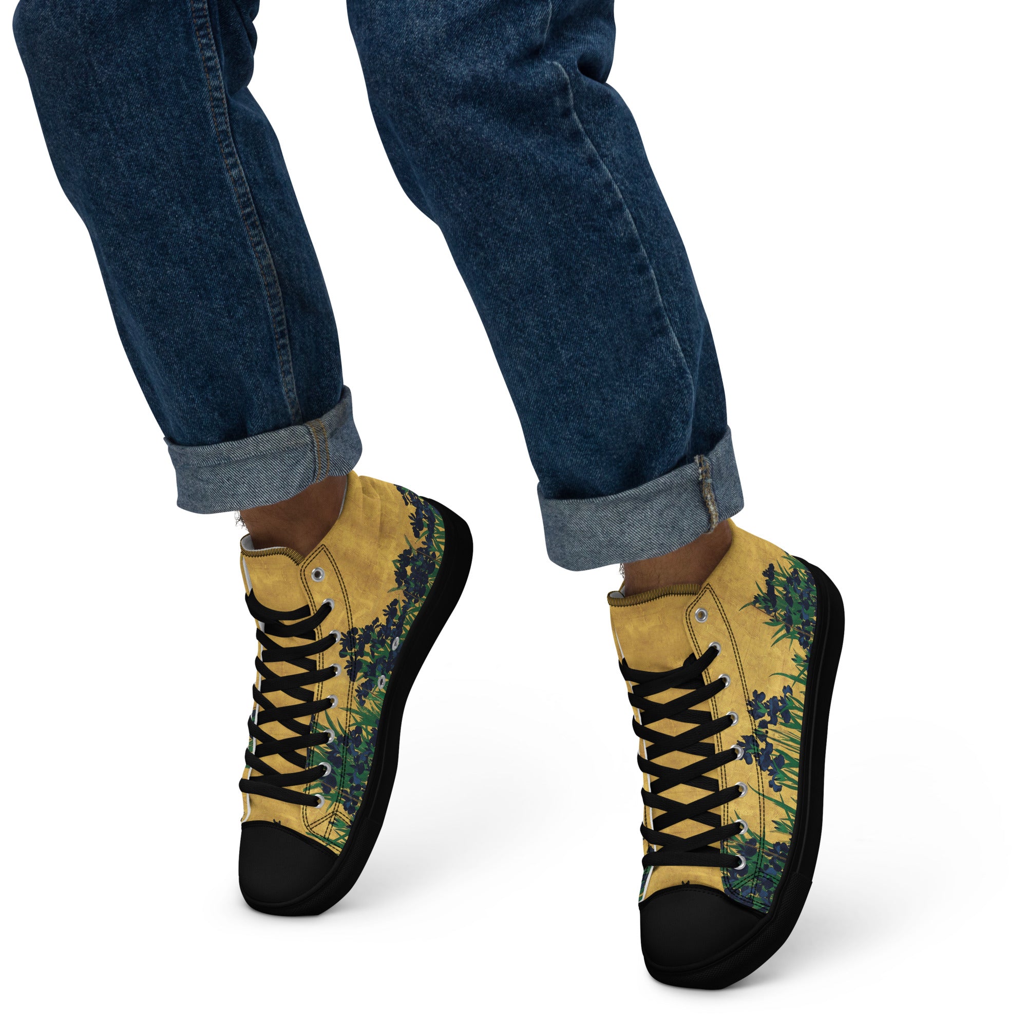 Ogata Kōrin ‘Irises’ High Top Shoes | Premium Art High Top Sneakers for Men