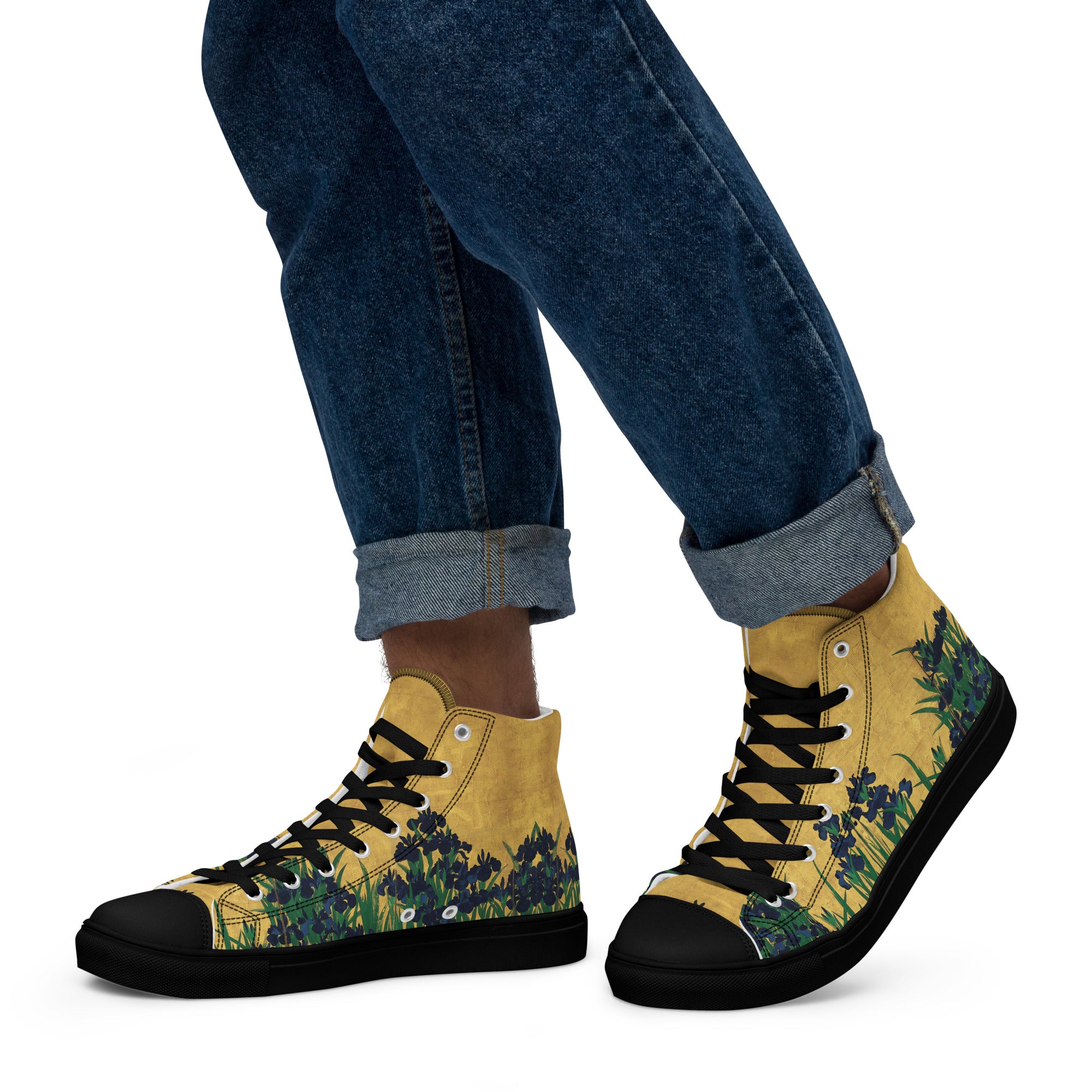 Ogata Kōrin ‘Irises’ High Top Shoes | Premium Art High Top Sneakers for Men