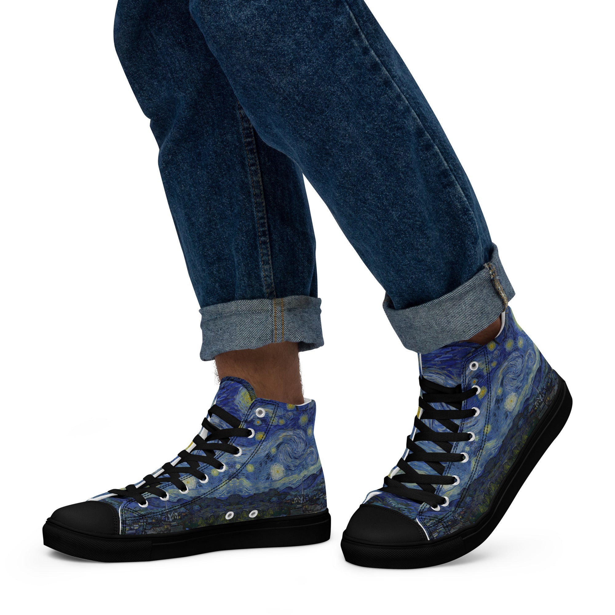 Vincent van Gogh 'Starry Night' High Top Shoes | Premium Art High Top Sneakers for Men