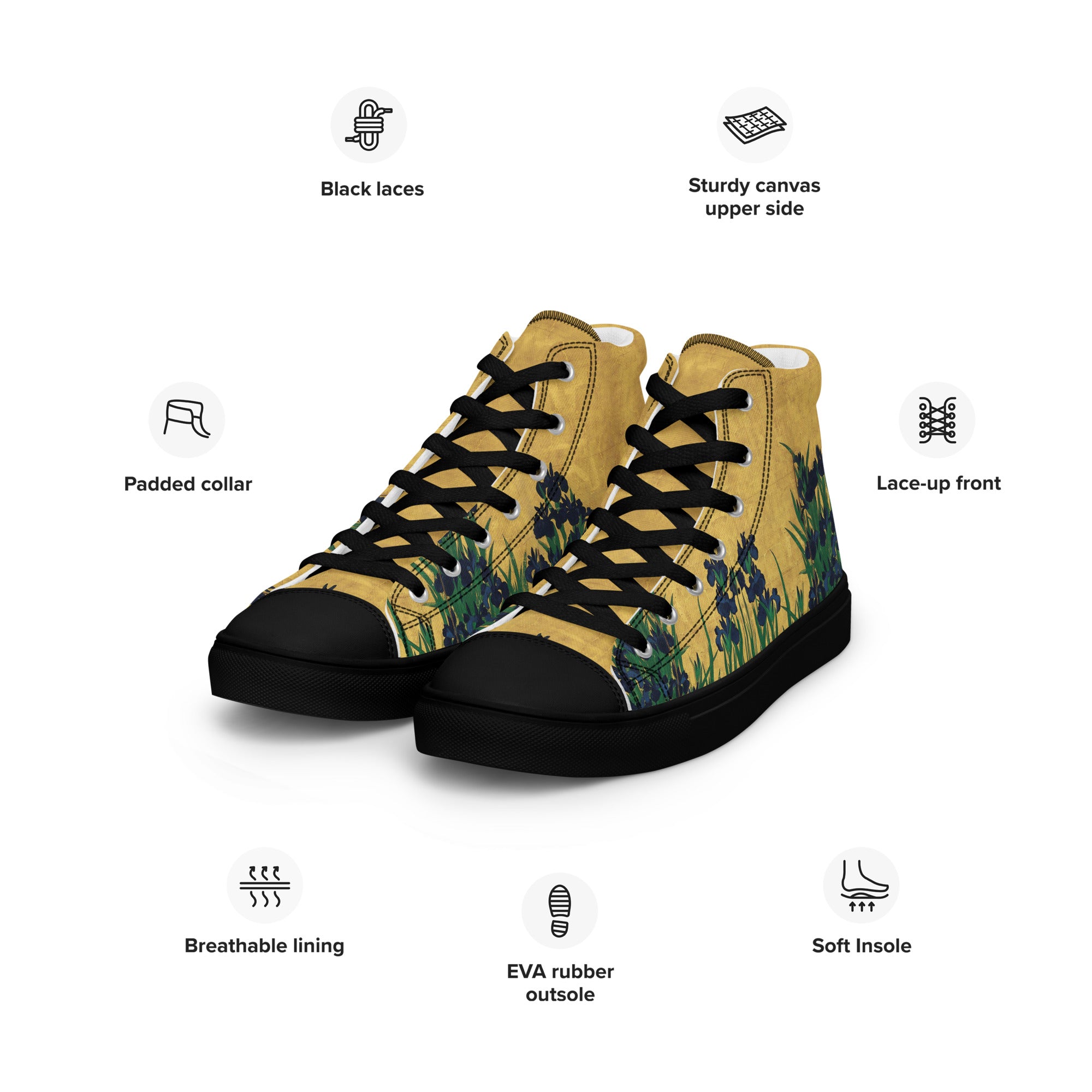 Ogata Kōrin ‘Irises’ High Top Shoes | Premium Art High Top Sneakers for Men