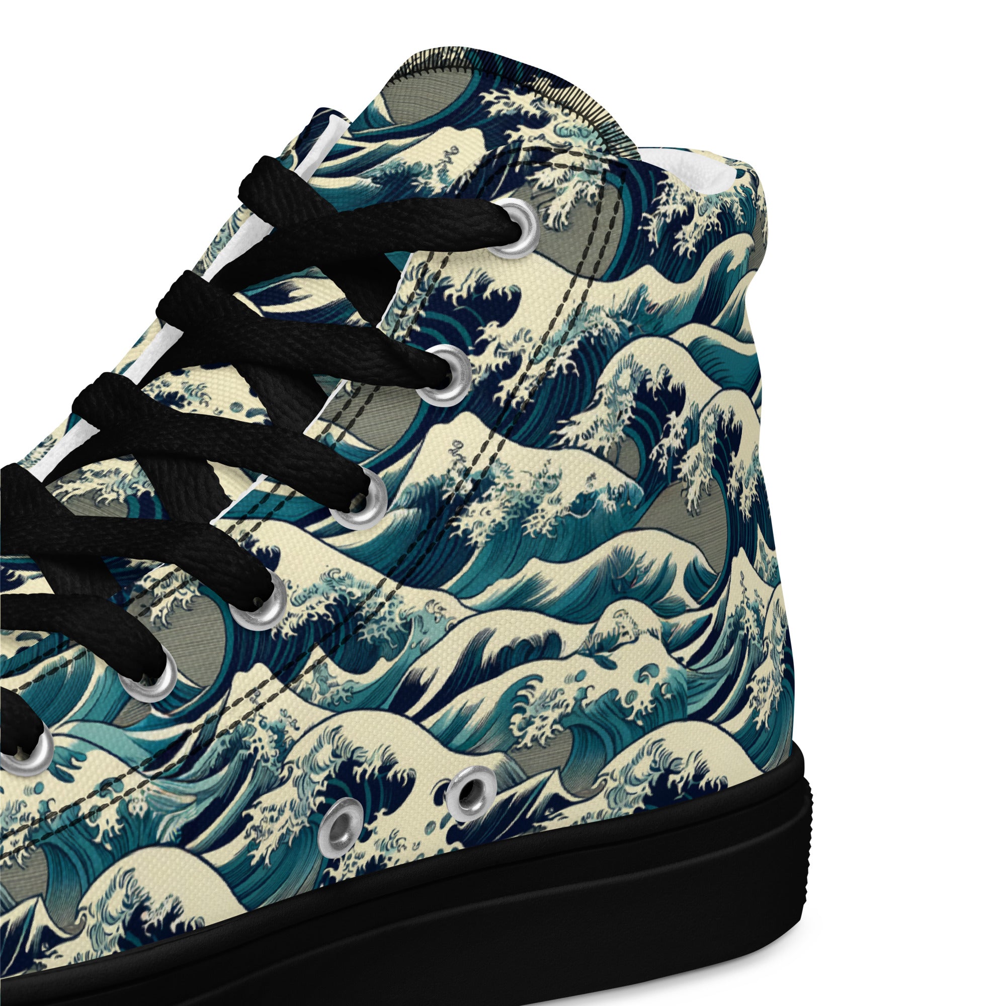 Hokusai 'The Great Wave off Kanagawa' High Top Shoes | Premium Art High Top Sneakers for Men